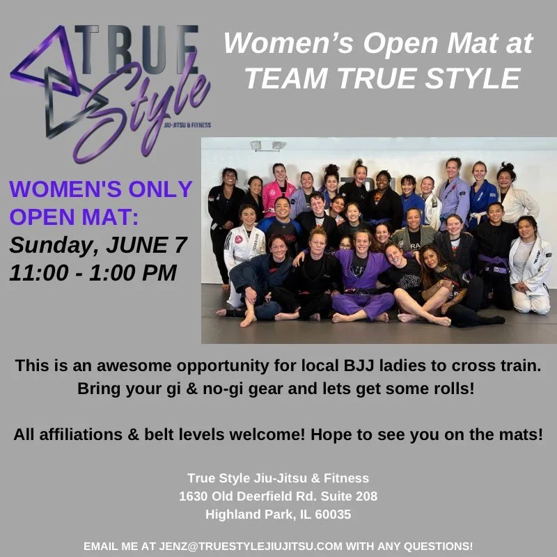 HEY LADIES 💜

JOIN US @teamtruestyle THIS SUNDAY, JUNE 7 FOR A WOMENS ONLY OPEN MAT FROM 11 - 1 PM 🔥

This is an awesome opportunity to cross train with other local ladies! Bring your gi &amp; no-gi gear and let&rsquo;s get some rolls 😉

All affil