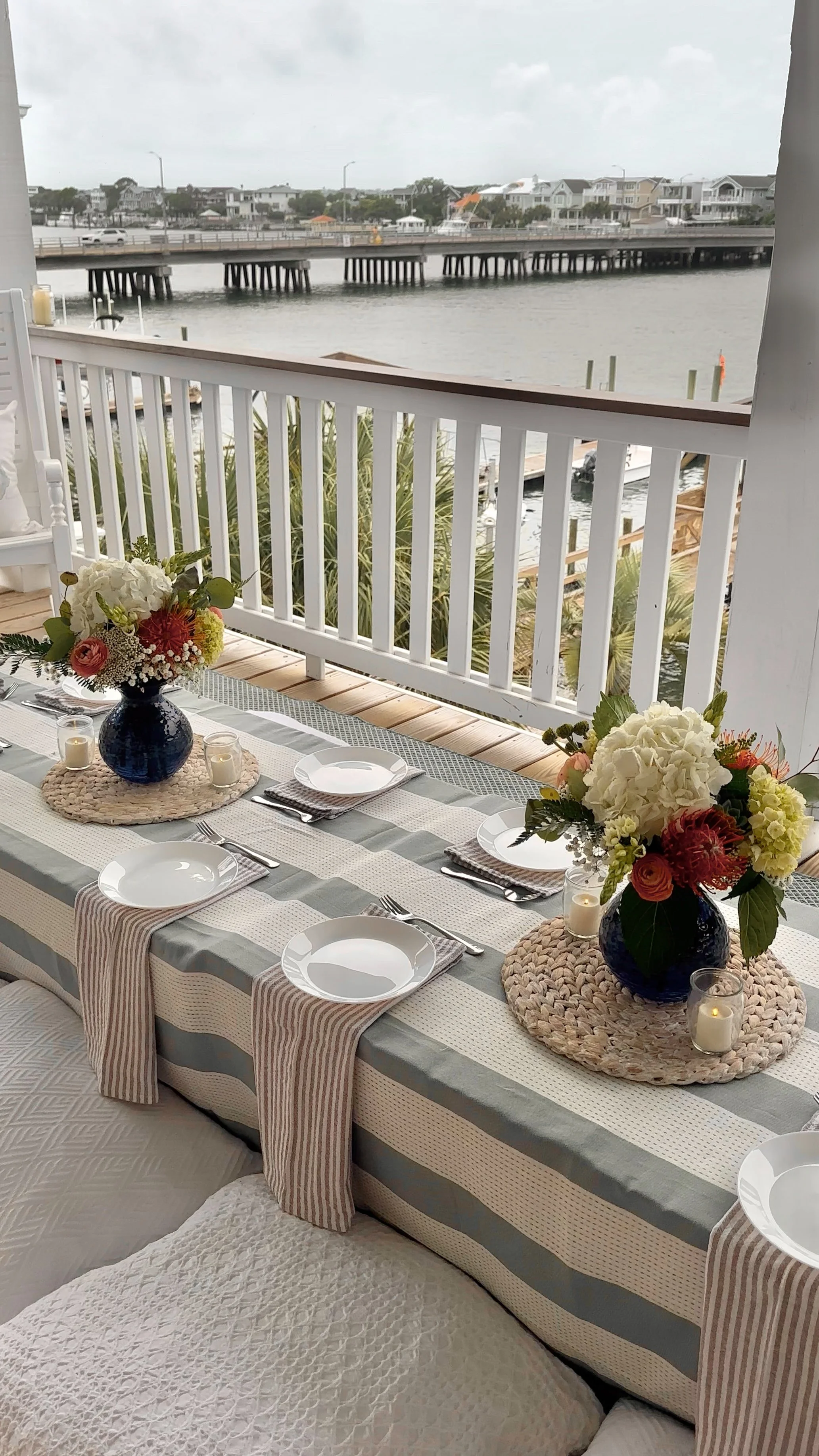 luxury picnic set up in wrightsville beach for a bachelorette party by wilmington content co - content creator in north carolina