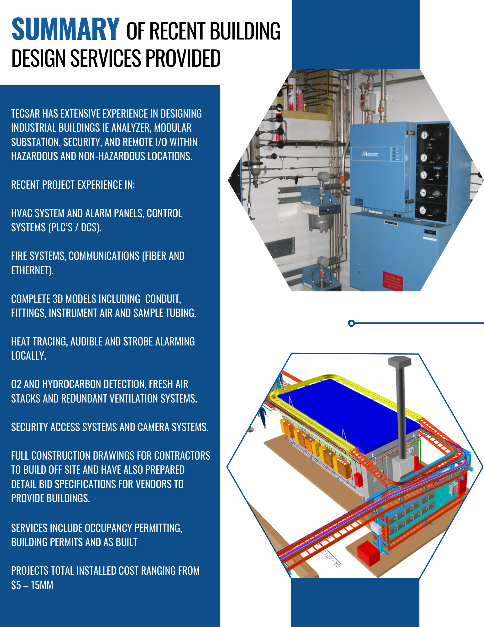 SUMMARY OF RECENT BUILDING DESIGN SERVICES PROVIDED