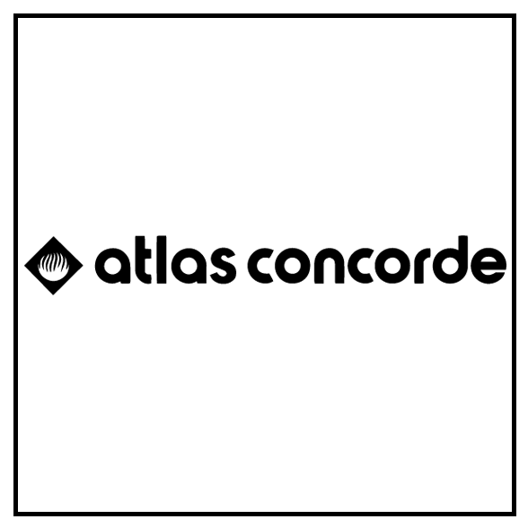 Atlas Concorde logo with black text and a diamond-shaped icon containing a stylized hand inside.