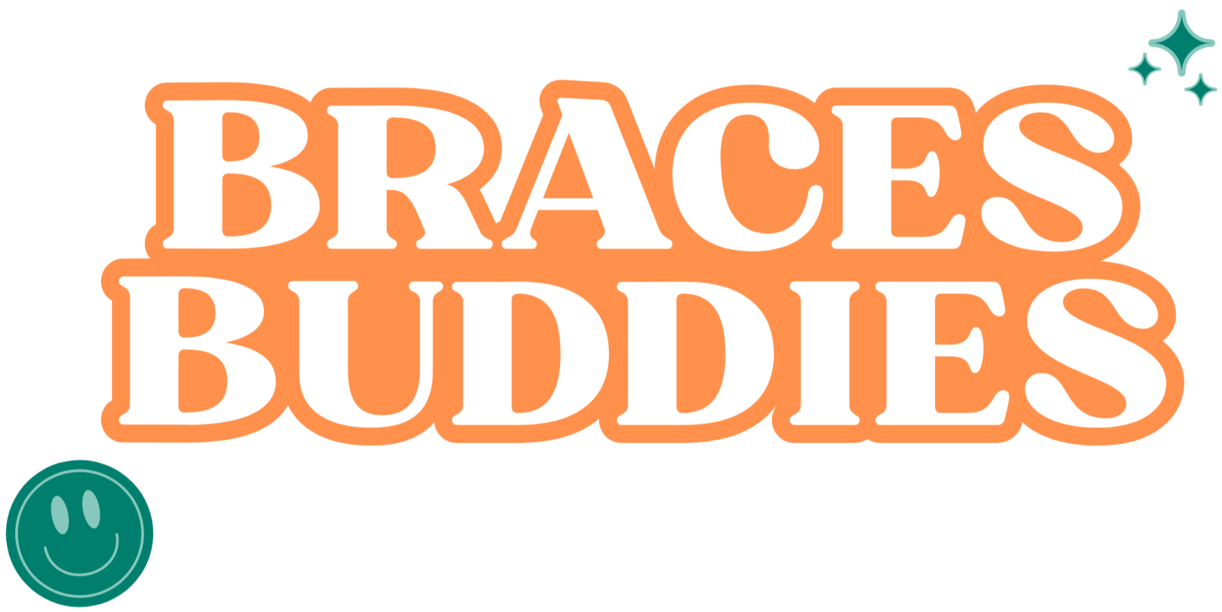 Graphic reading “Braces Buddies” with playful icons, representing Shine Ortho Studio’s referral or patient buddy program.