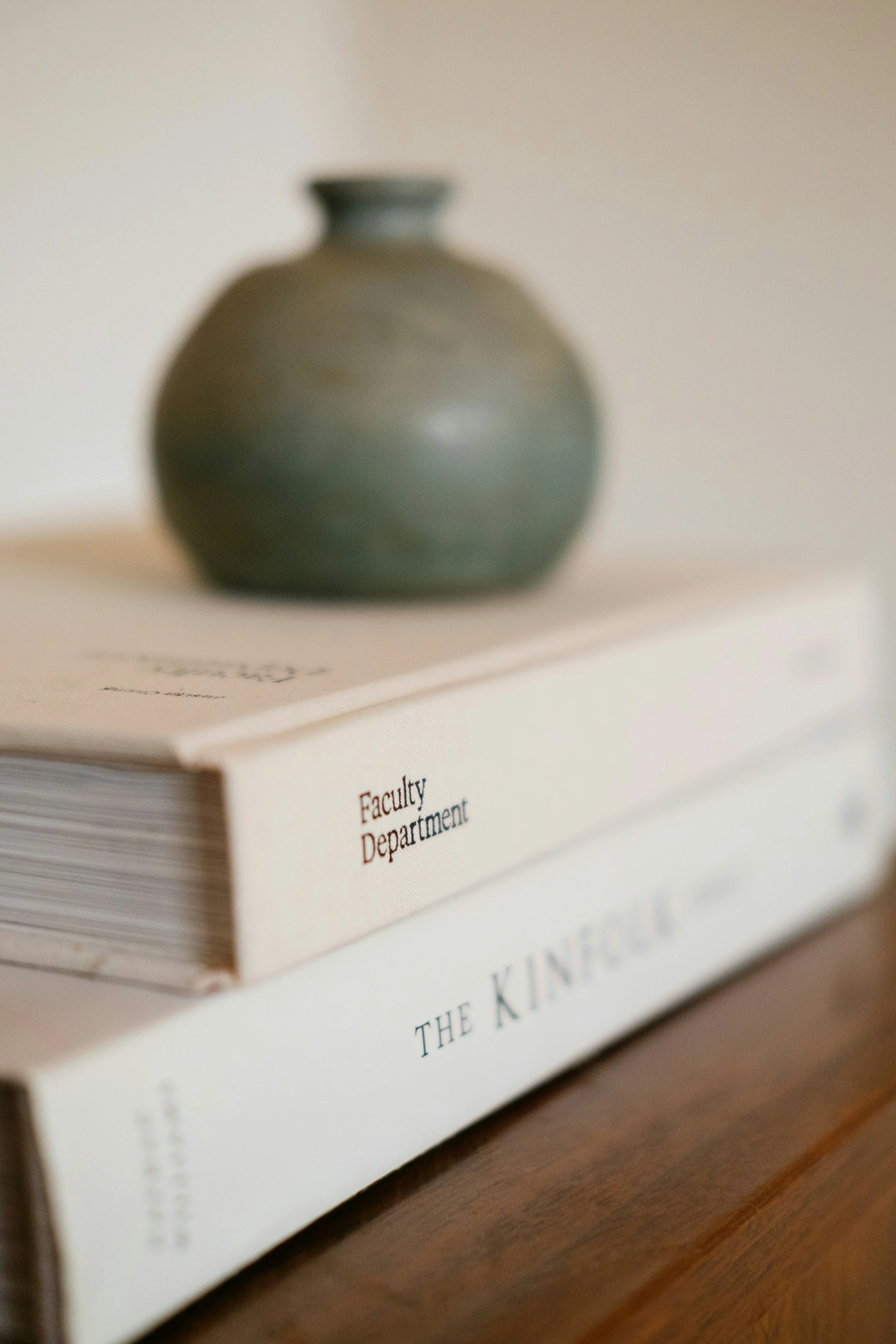 Books and a small vase in a counselling office in BC, Canada