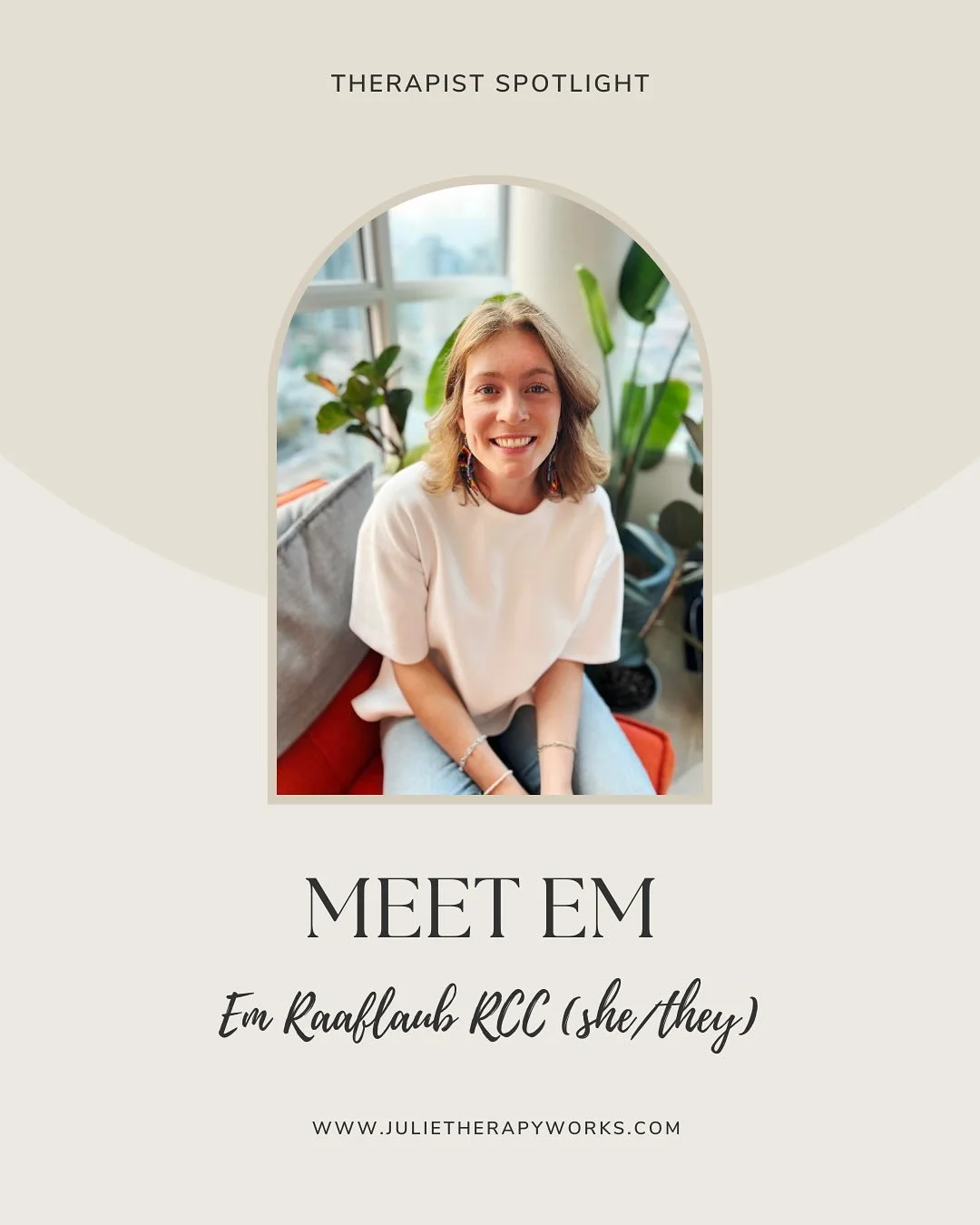 Meet Em Raaflaub RCC, a gentle, affirming, and compassionate therapist now offering virtual counselling for teens, youth, women, and gender-diverse individuals, across British Columbia. 

With evening and weekend availability, Em provides accessible 