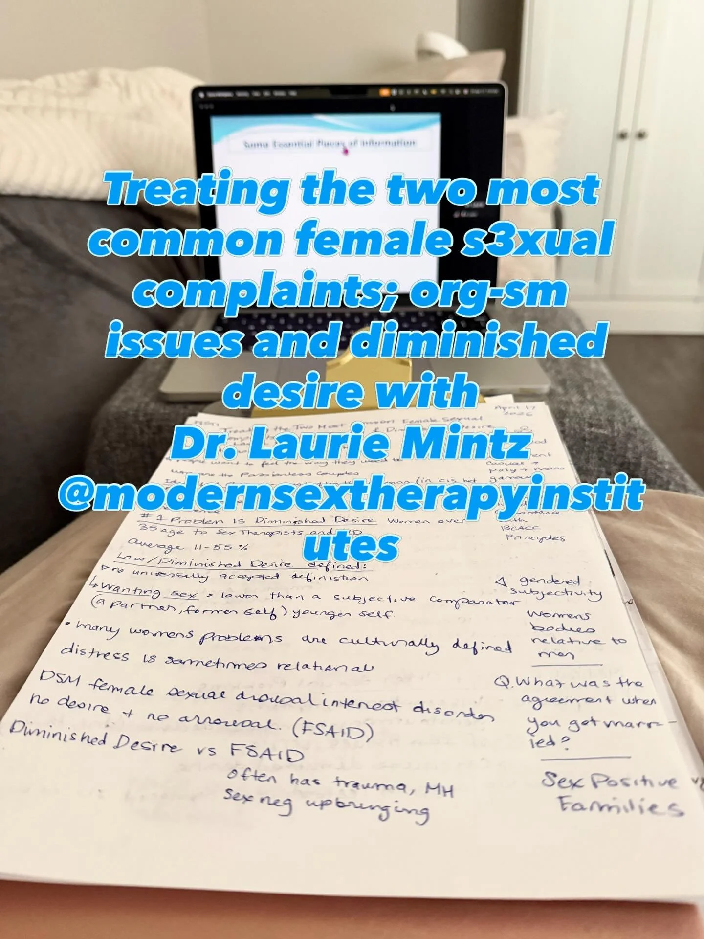 Women&rsquo;s s-xual health &amp; s-x therapy education! ✨ Excited to attend the first weekend conference tackling org-sm issues &amp; diminished desire with Dr. Laurie Mintz. Stay tuned for insights! ✨ 
&bull;
&bull;
&bull;
#sex #sextherapy #onlinet