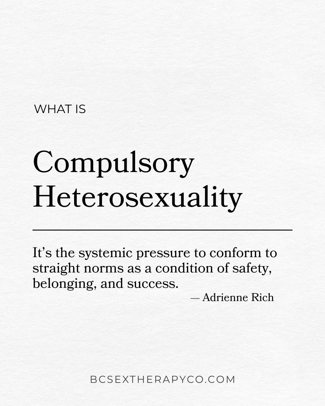 We often think of our relationship choices as purely personal, but societal scripts run deep. 

From media and fairytales to laws and religion, the pressure to conform to straight norms, known as Compulsory Heterosexuality, is woven into the fabric o