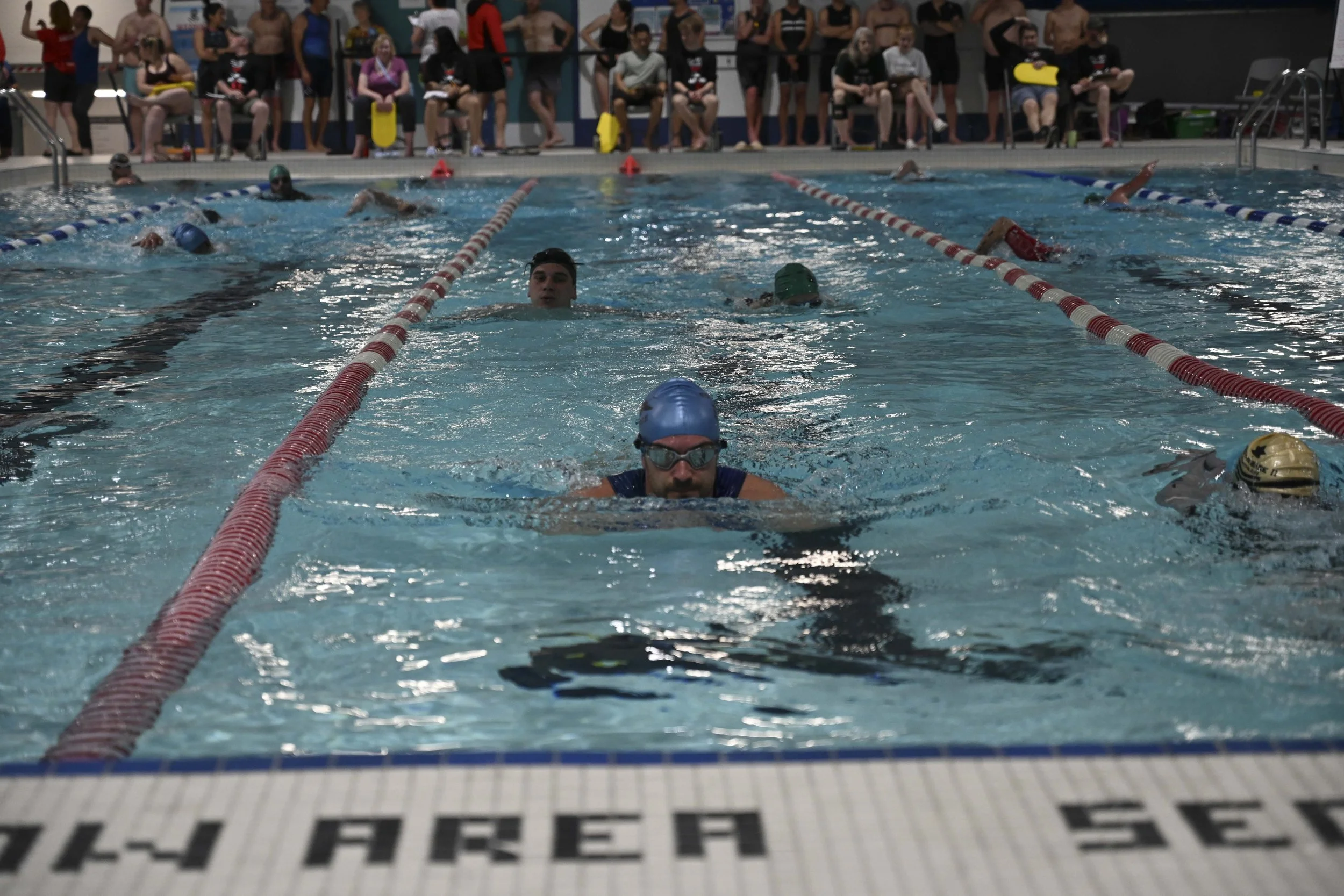 Competitors in 2025 completing the 800 yard swim.
