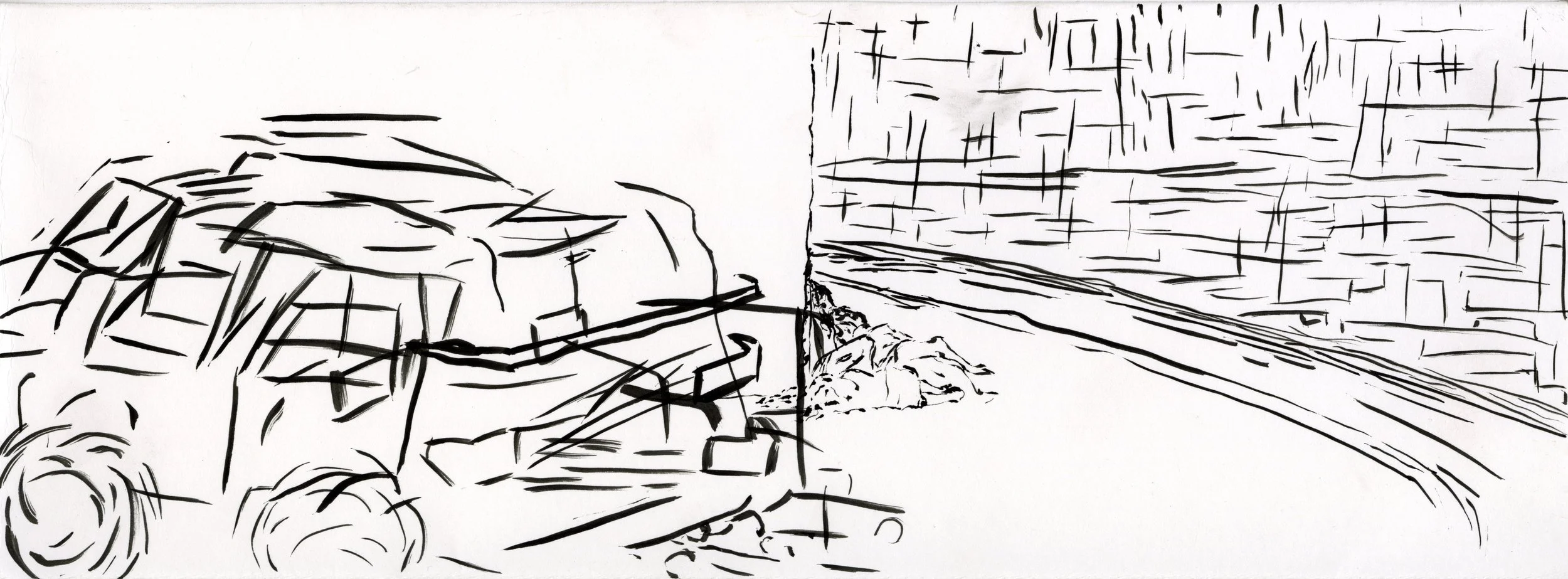 Octavia's Days / 
ink on paper / 
5 1/2" x 15"