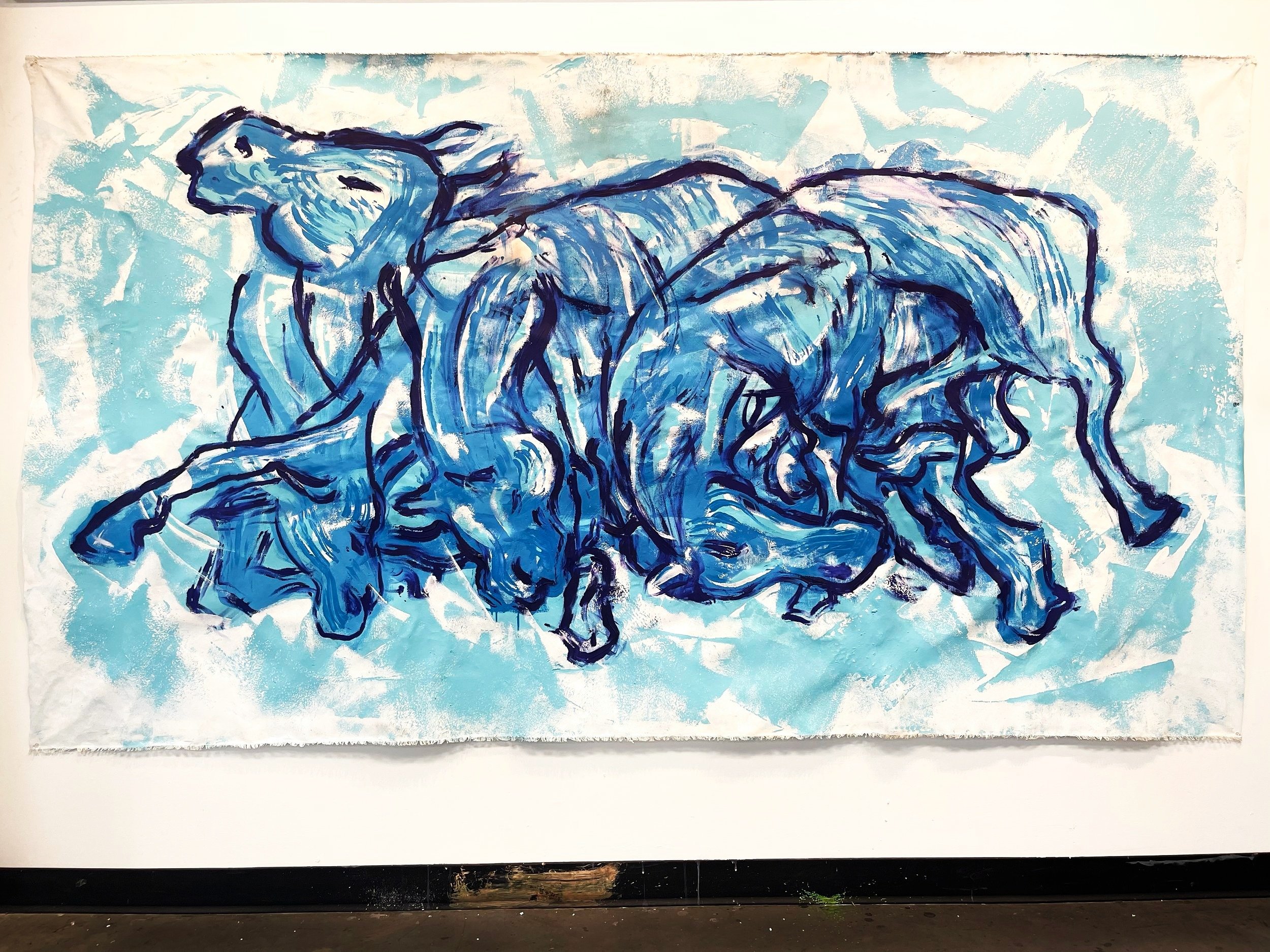 And So Here I Lay And Refuse Rest / 
latex and ink on canvas / 
62 1/2" x 112"