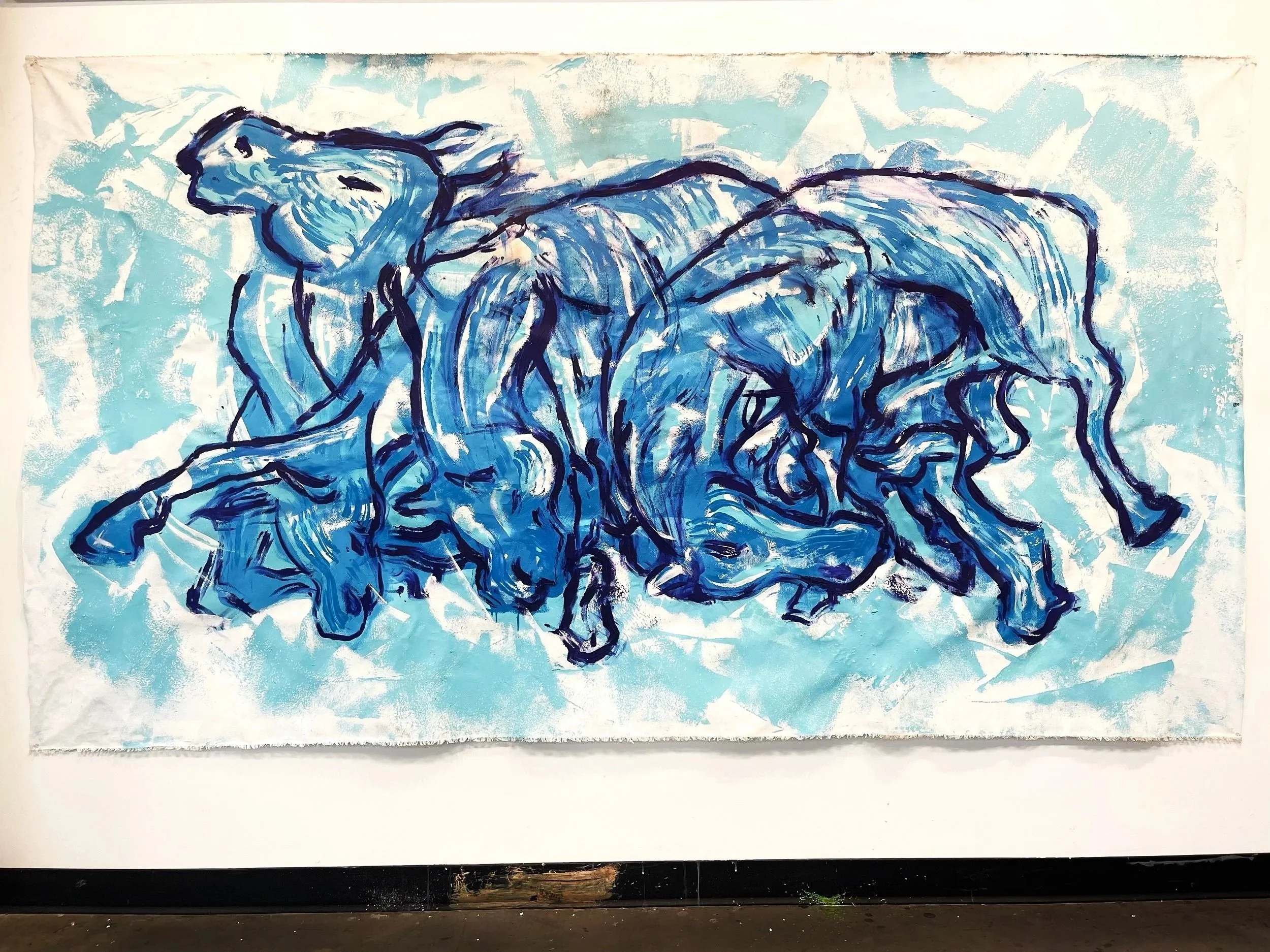 And So Here I Lay And Refuse Rest / 
latex and ink on canvas / 
62 1/2" x 112" / $2,700