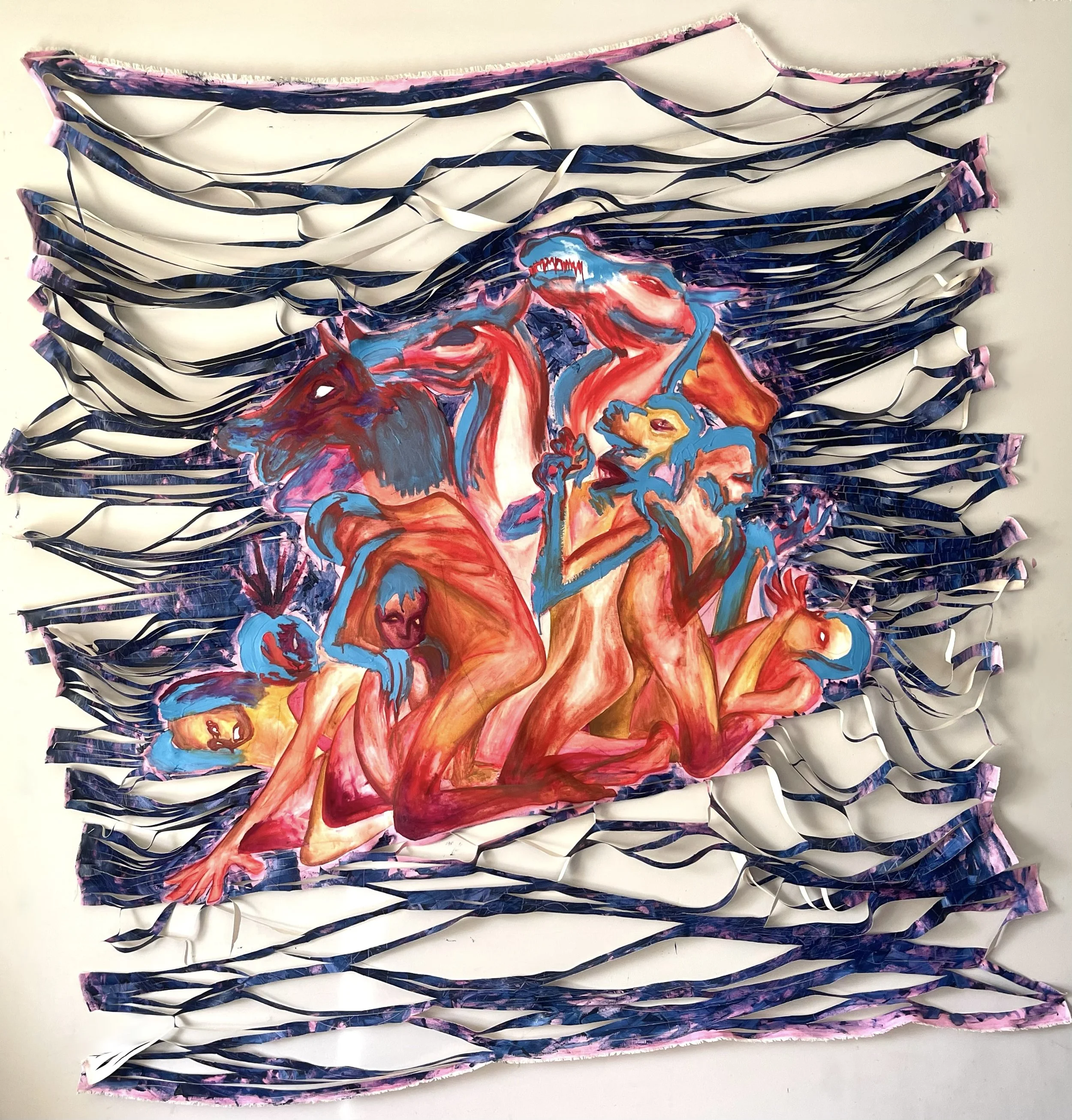 To Have, To Cry, To Hold / latex, watercolor, and oil on canvas, 82" x 81" / $3200 contact for purchase