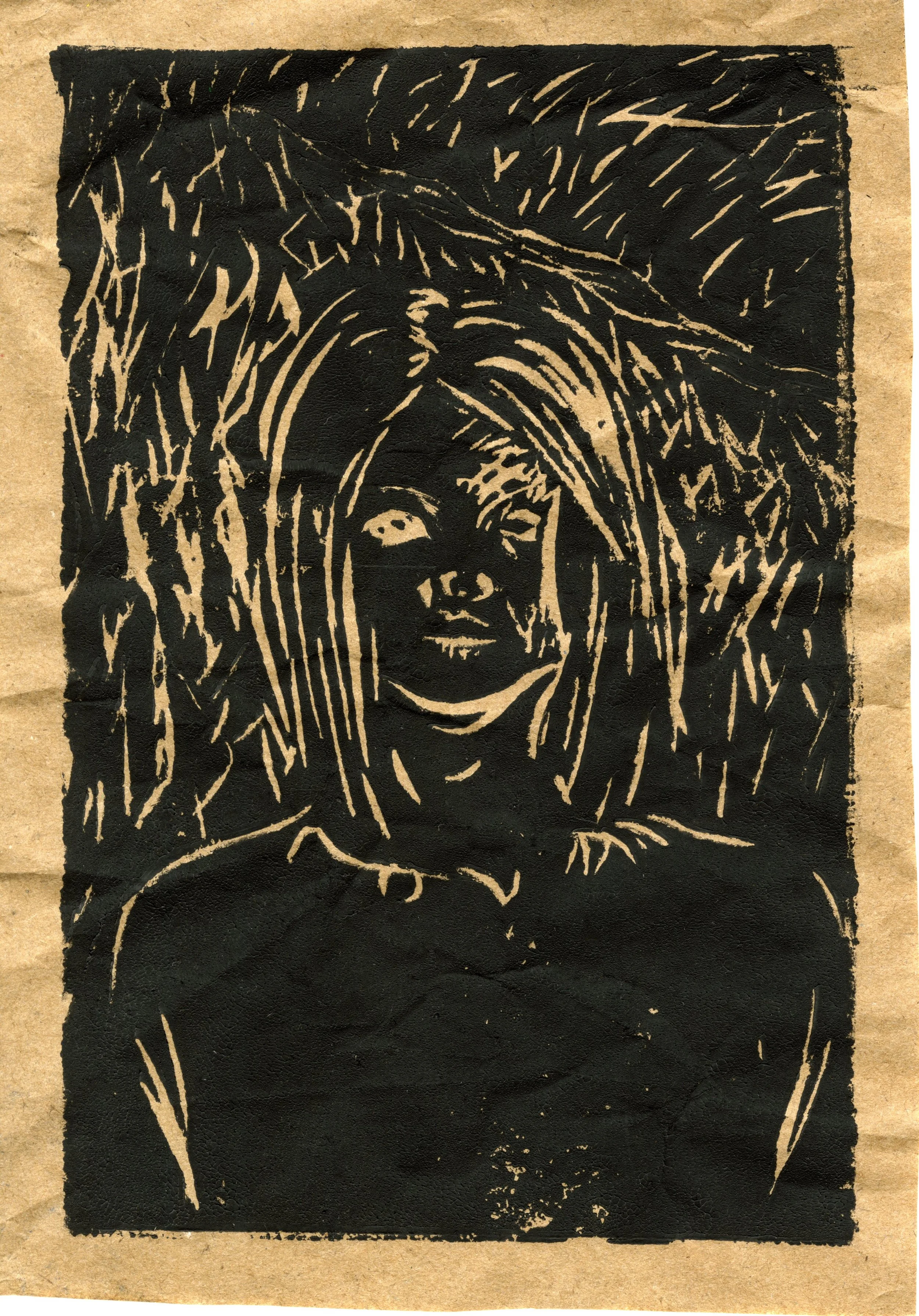 Mom / 
linocut / 
6 1/2" x 4 1/2"
