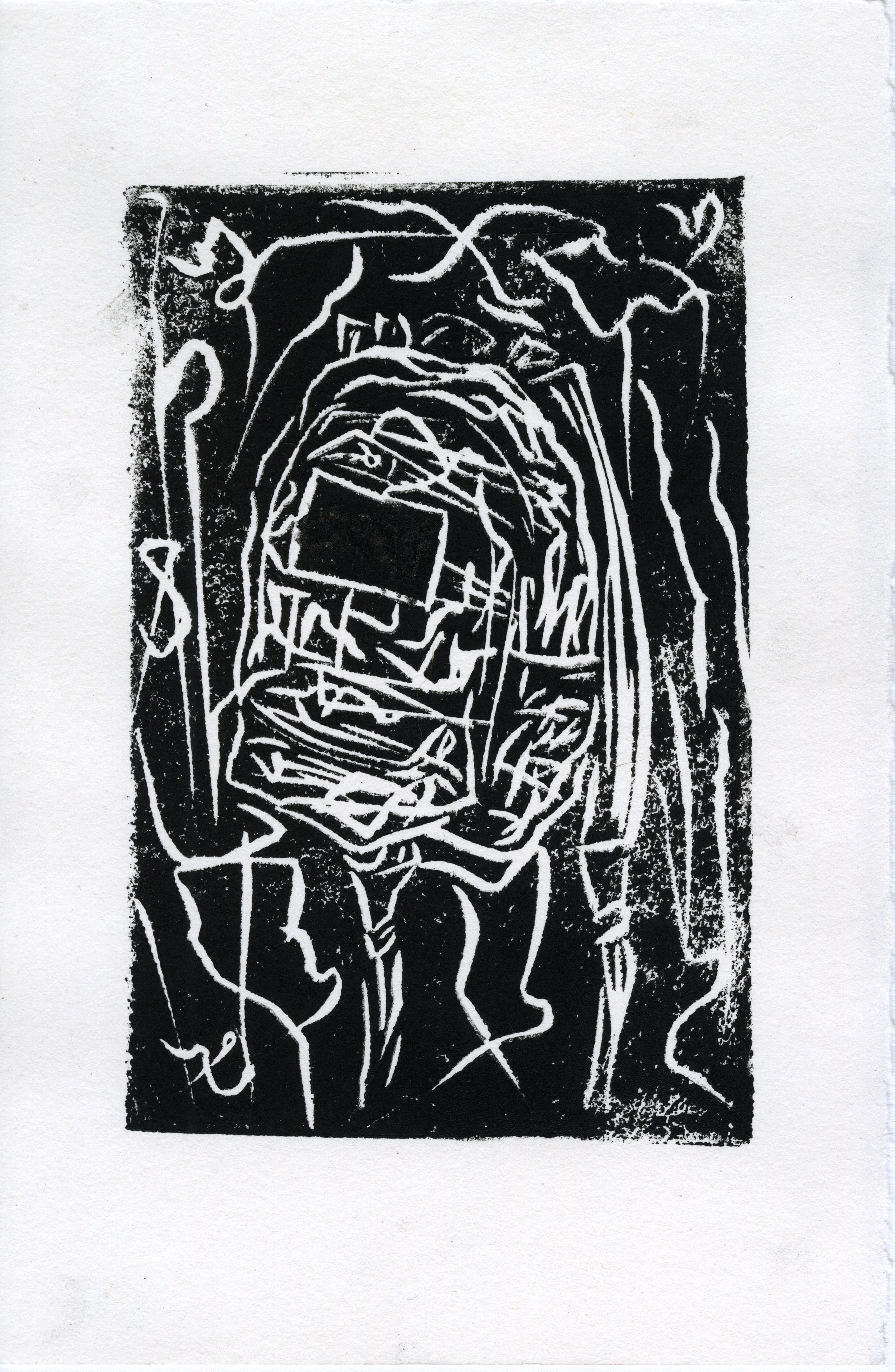 School Policy / 
linocut / 
8 1/2" x 5 1/2"