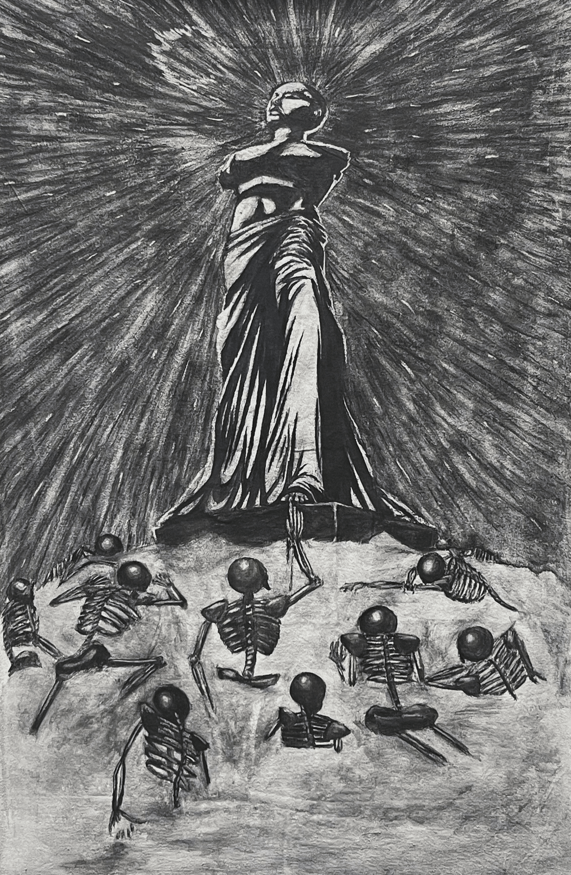 Divinity / 
charcoal on canvas drop cloth / 
48" x 31"