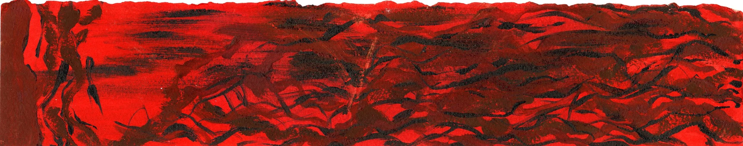 Untitled (in response to Volcanoes) / 
oil on paper / 
2 3/4" x 14 1/4"
