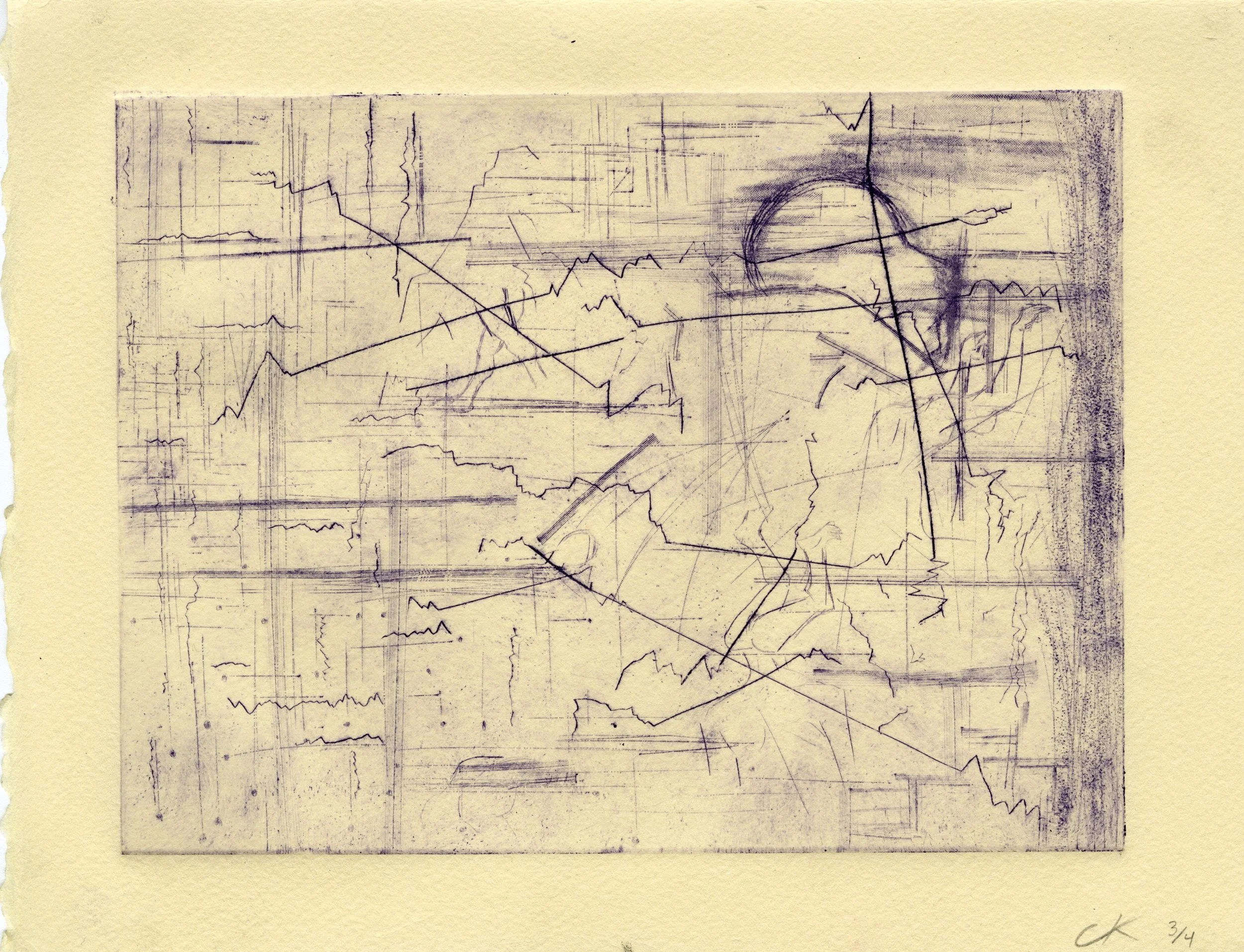Statistics / 
copper plate drypoint / 
7 1/2" x 9 3/4"
