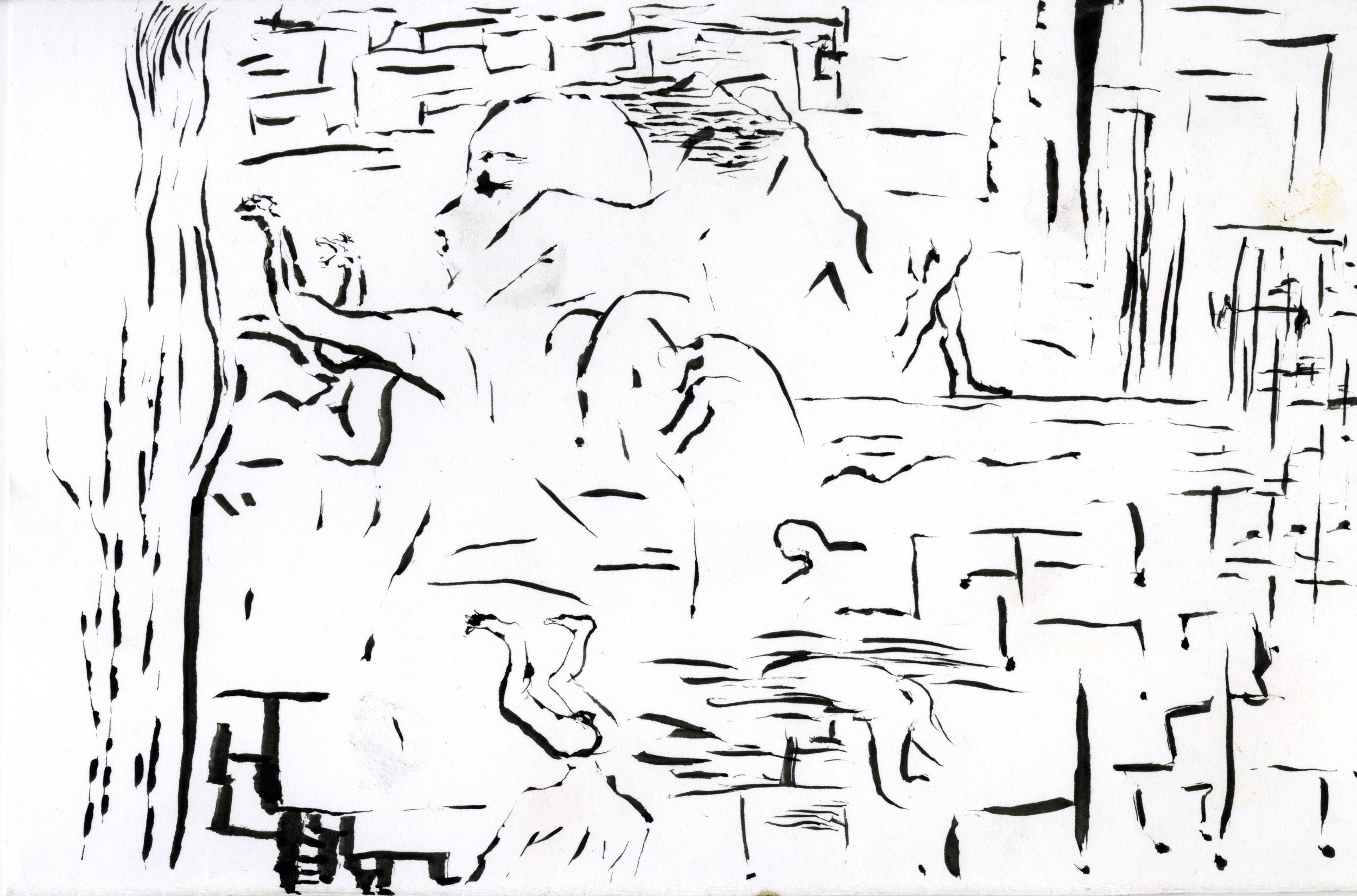 The Peers and Pressures / 
ink on paper / 
5 1/2" x 8 1/4"