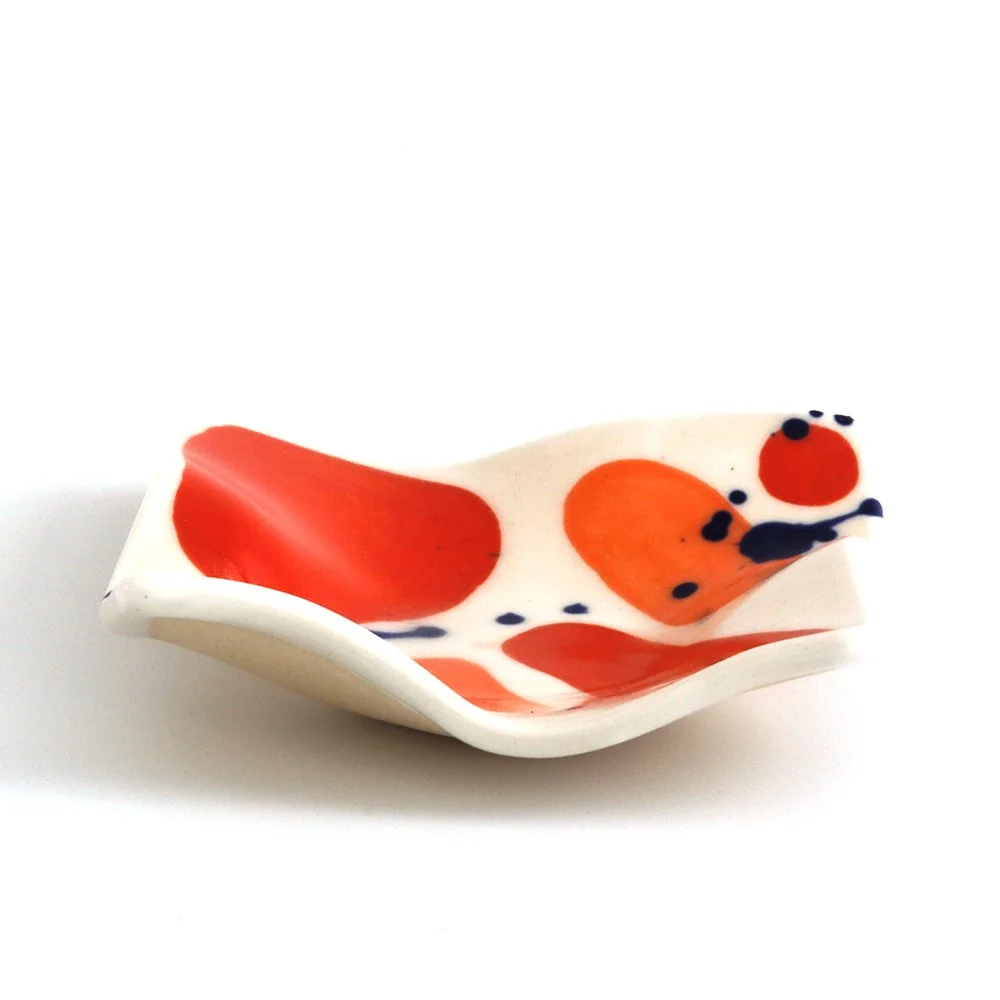 Square Bauble Dish 〰️ Coral, Blood Orange, and Navy
