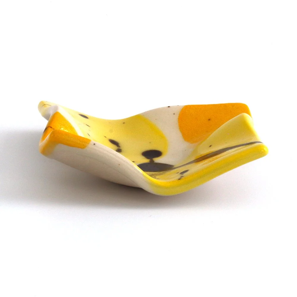 Square Bauble Dish 〰️ Yellow, Goldenrod, and Chocolate