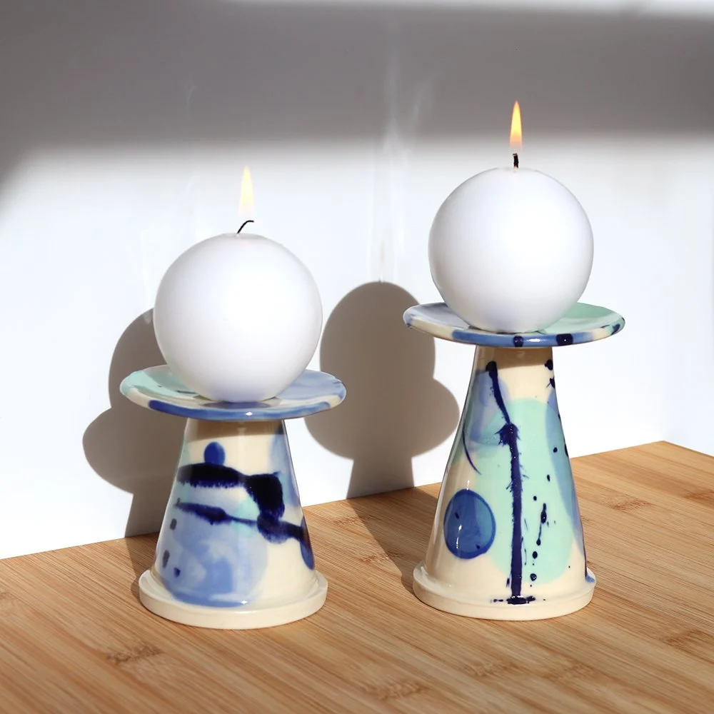 Candle Holder Duo 〰️ Blues