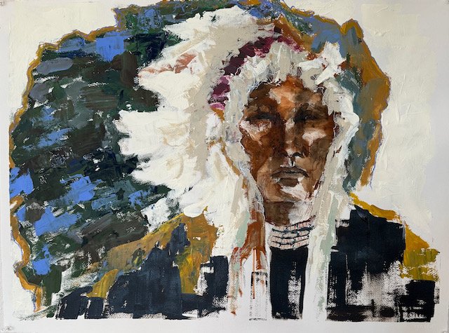 "Blue Bonnet".  Ink, charcoal, acrylic on paper.  30x22  $2800