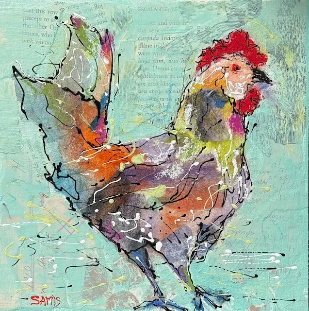 "Hazel". Collage, vintage papers, acrylic on panel.  8x8.  SOLD