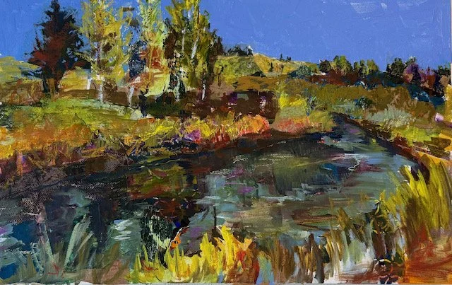 "Cool Waters". Collage, acrylic on canvas.  24x15.  $3200