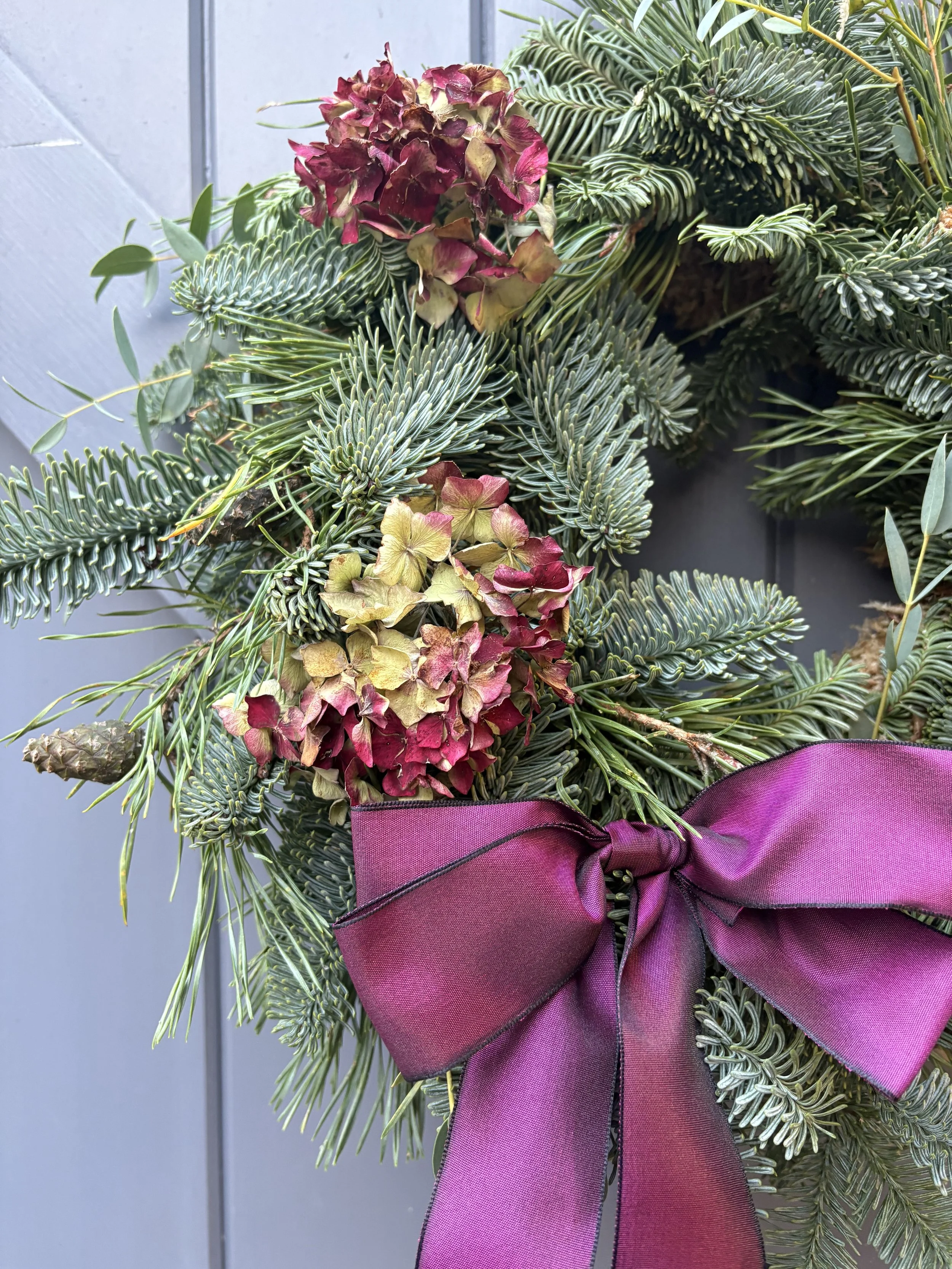 Flowery Christmas Door Wreath