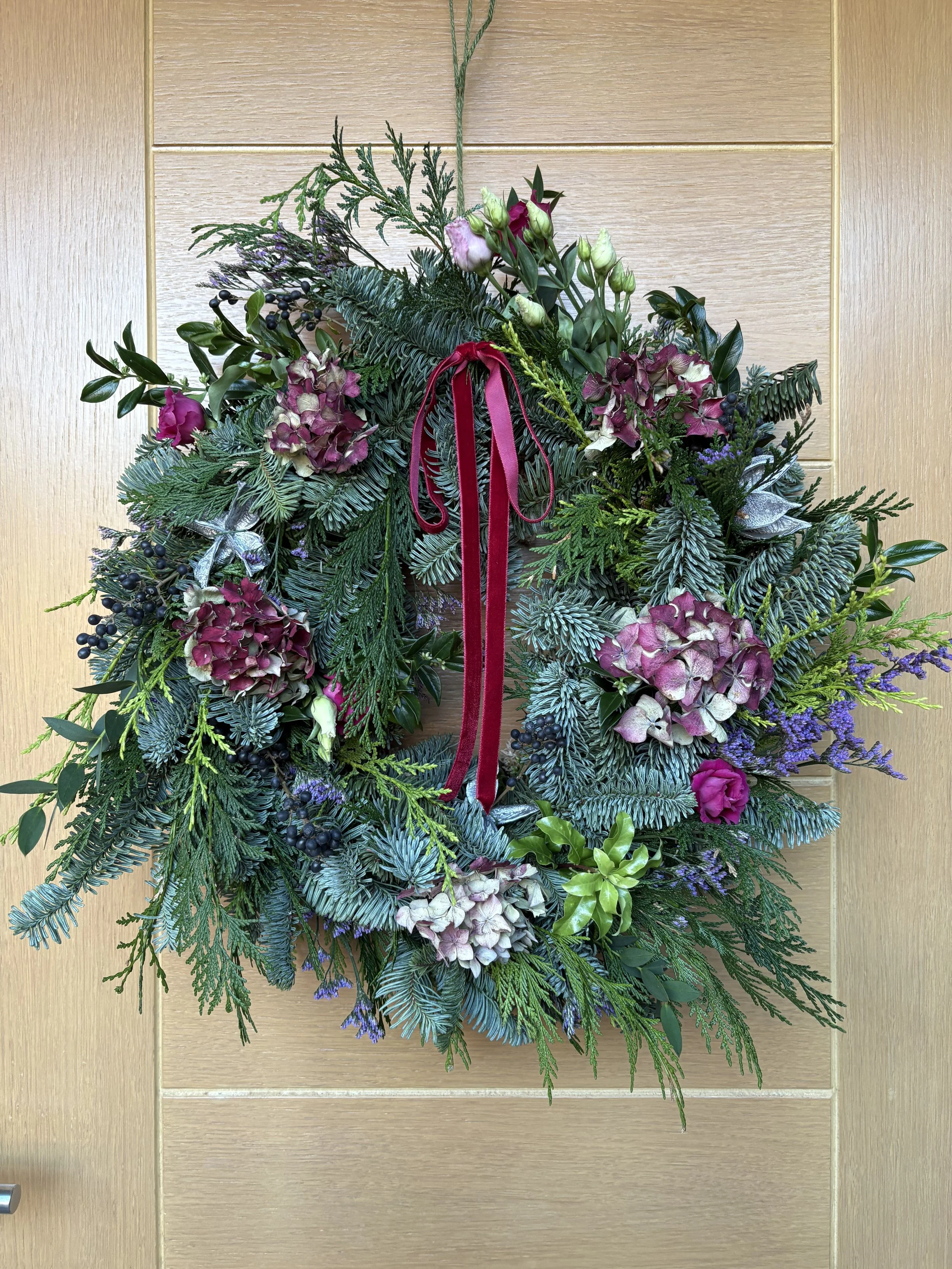 Flowery Christmas Door Wreath