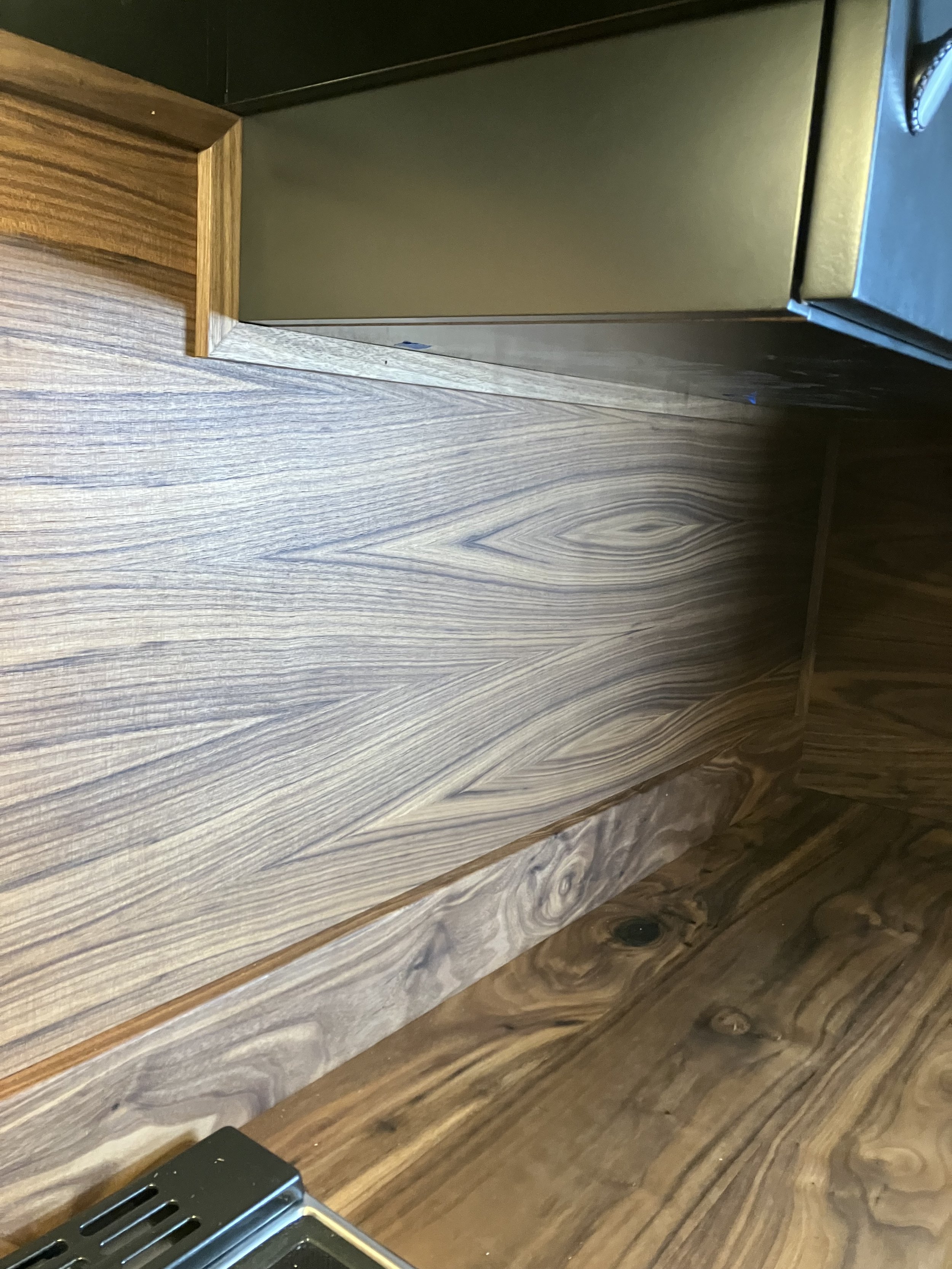 Walnut backsplash and countertop