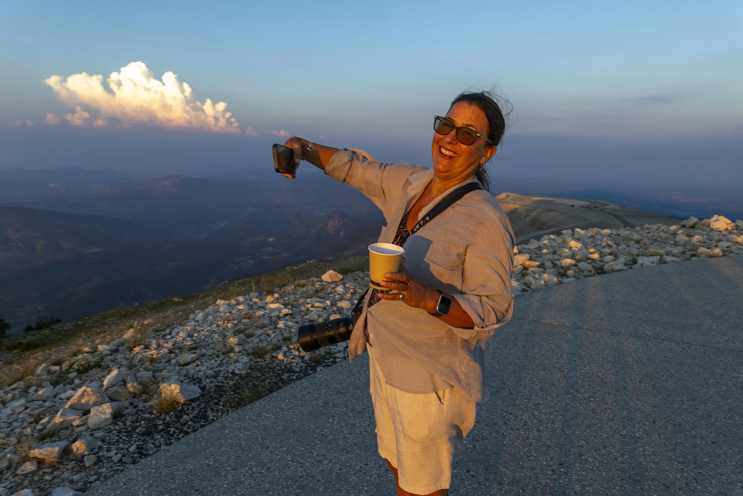 One of our participants captures a celebratory selfie atop Mont Ventoux, marking the final day of the workshop.