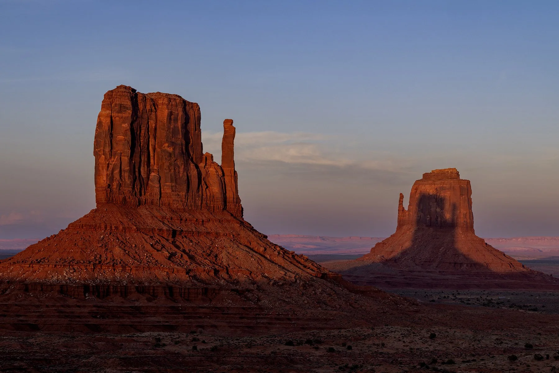 Mitten shadow in Monument Valley in the Navajo Nation photography adventure