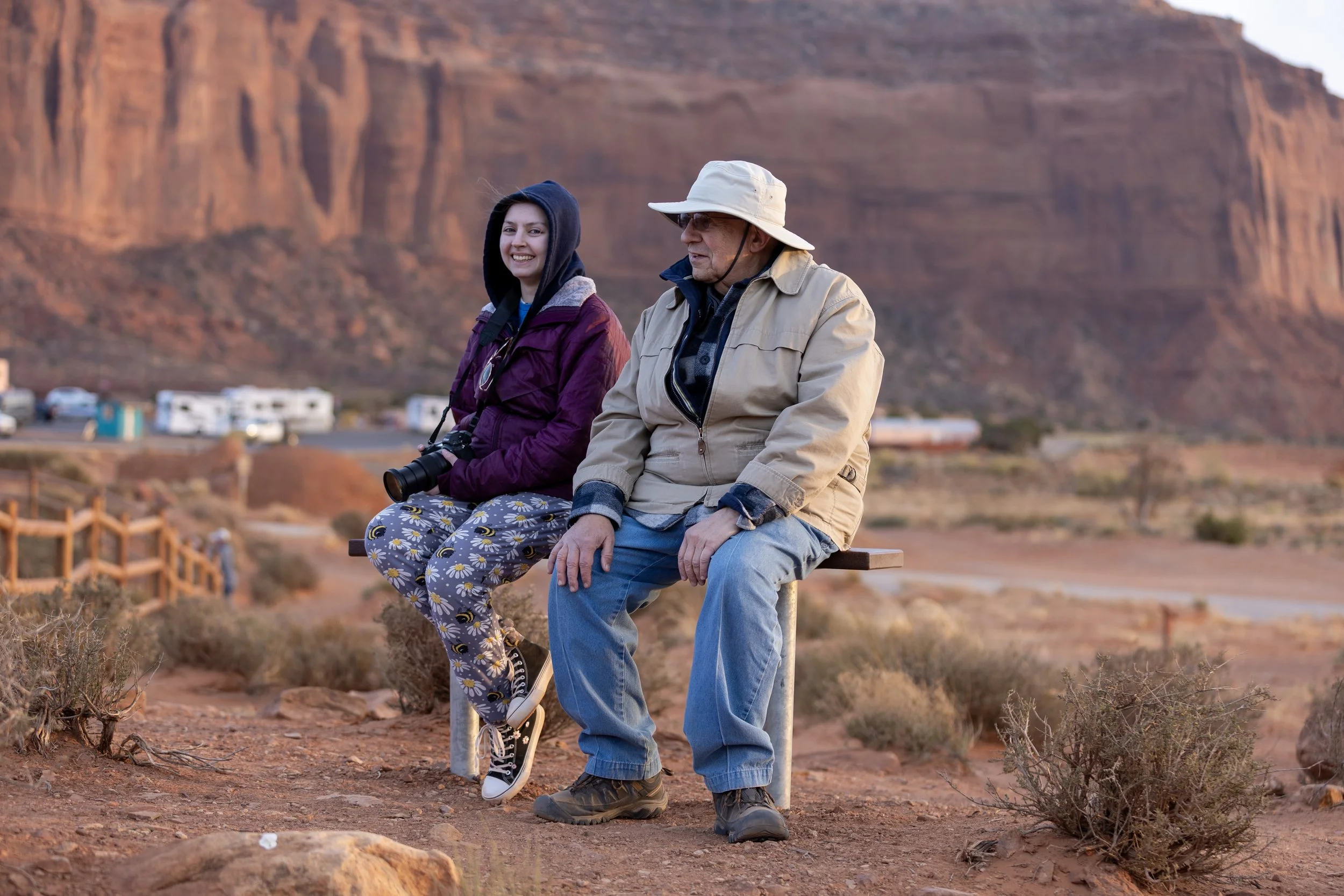 Photography participants wait for the mitten shadow in Monument Valley photography adventure