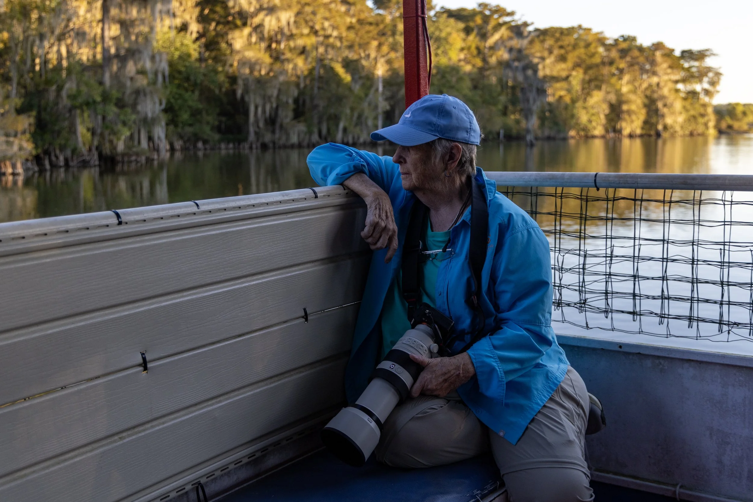 A photography workshop participant in the Bayou of Louisiana