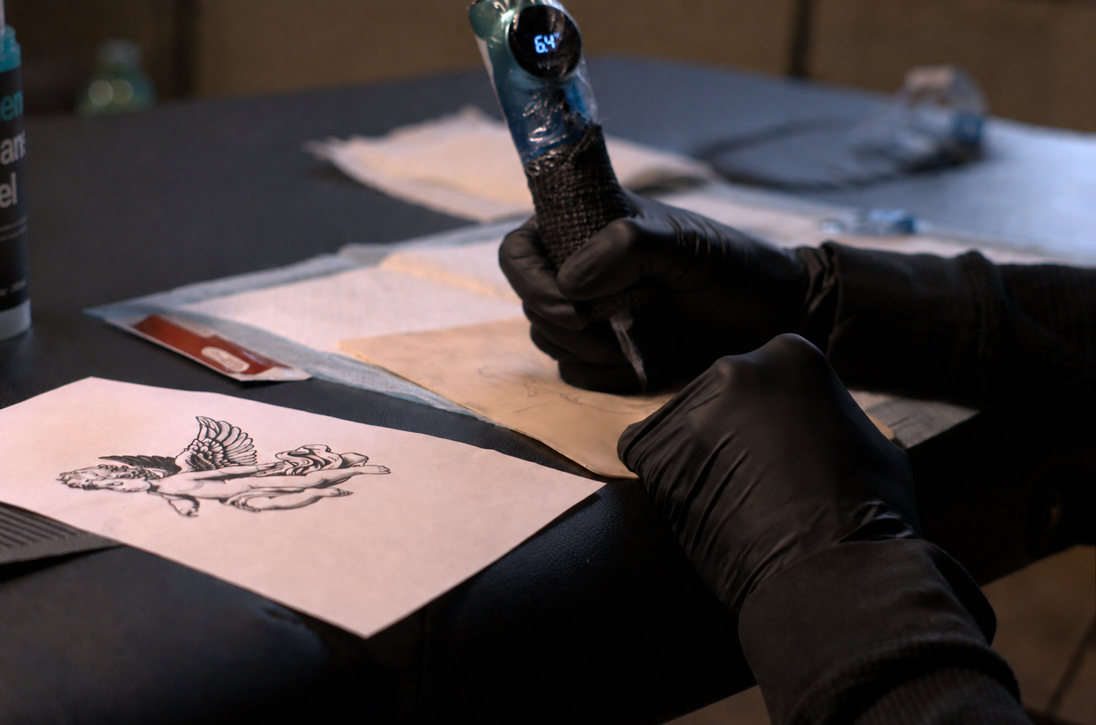 Student learning how to tattoo at ISLE Tattoo Seminar in Toronto