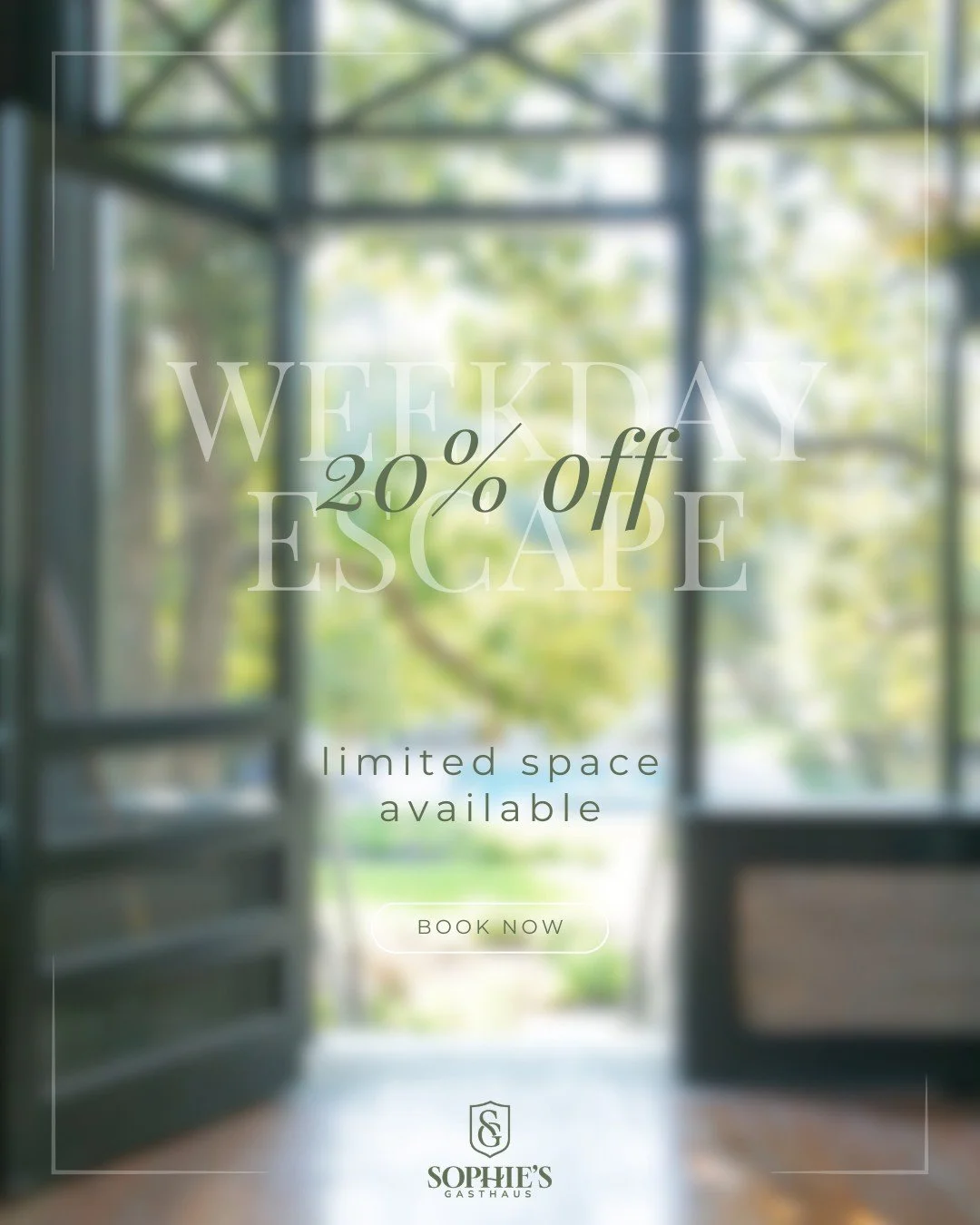 ✨ Weekday luxury just got sweeter! Enjoy 20% off stays booked Sunday through Thursday at Sophie&rsquo;s Gasthaus! ✨

Take a break, slow down, and enjoy a few days in the heart of downtown New Braunfels. Relax by the pool, explore the shops and restau