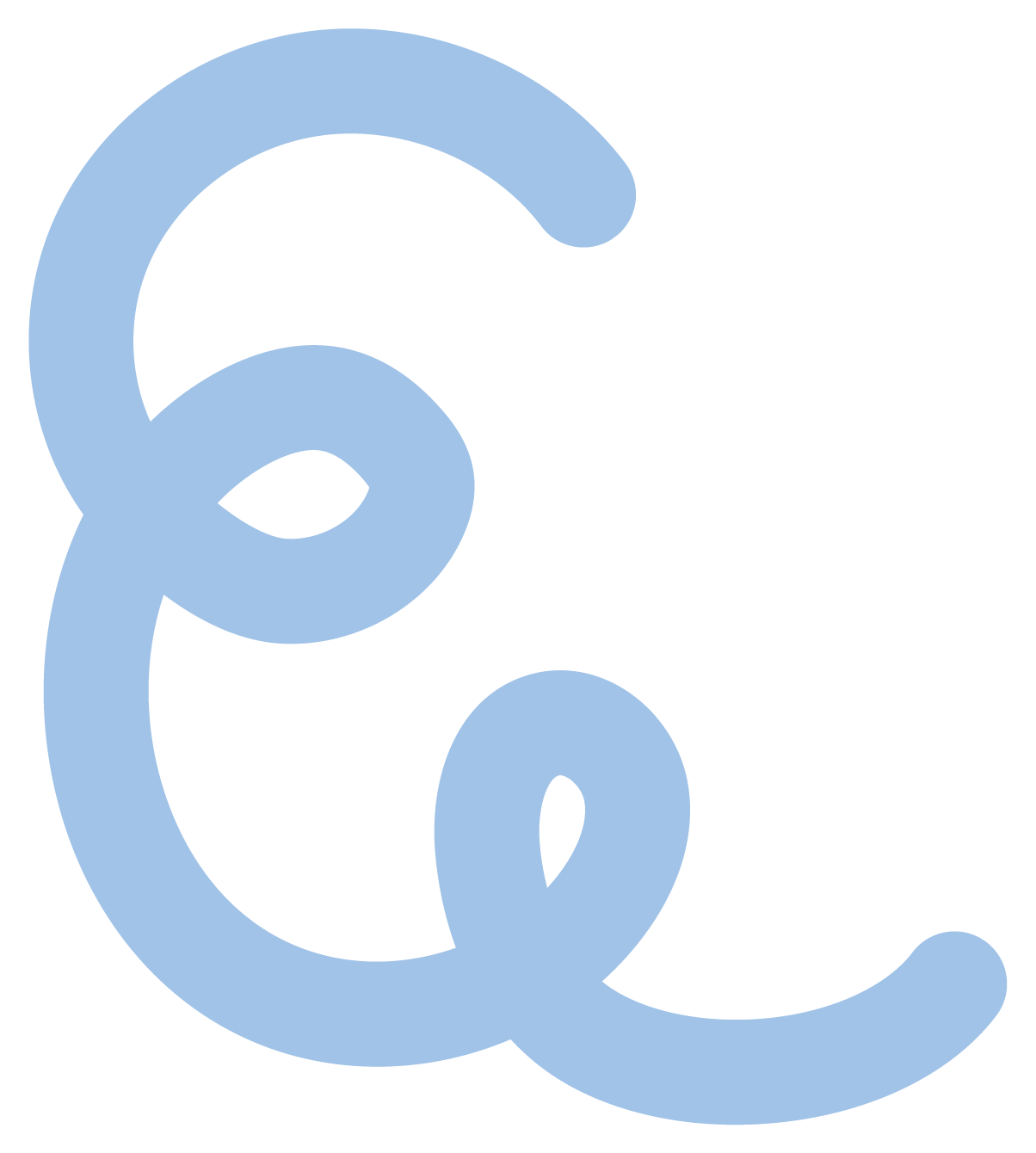 Stylized number six in light blue with a white outline on a black background.