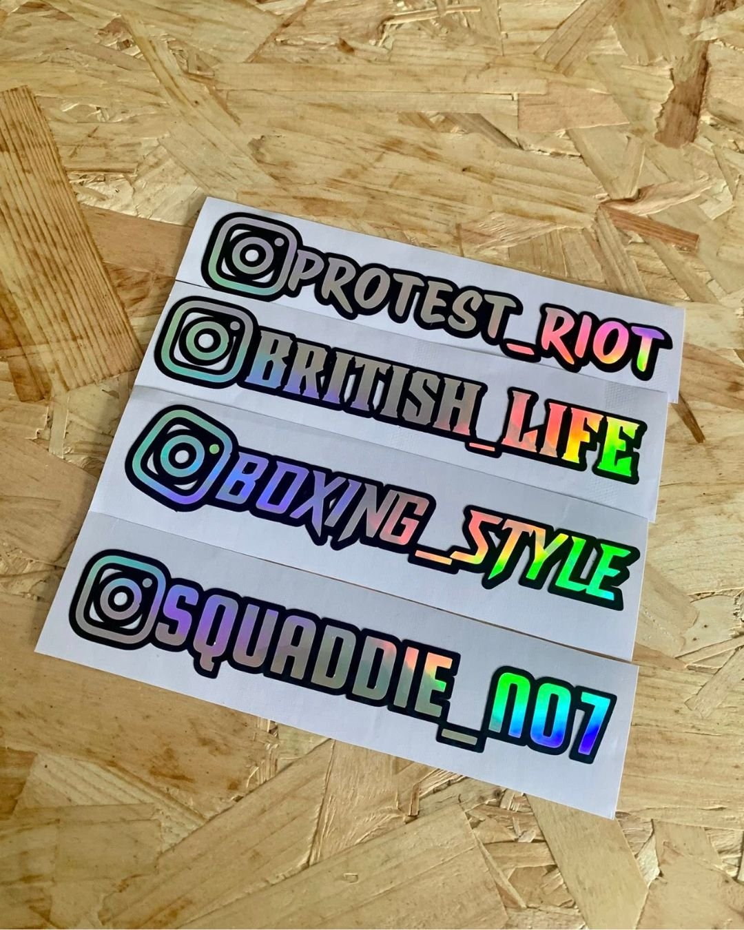 2 Custom Holographic Social Media Tags