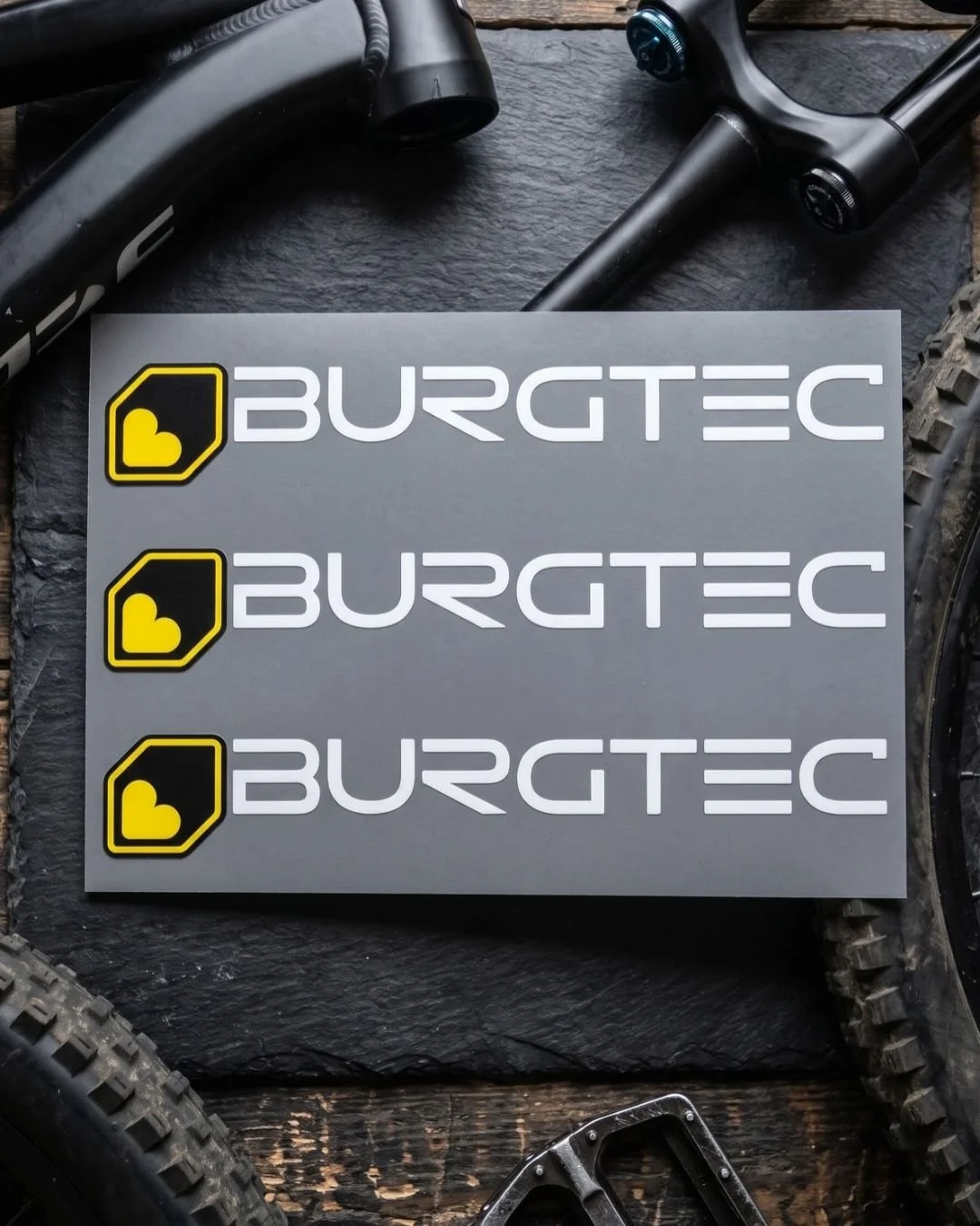 Burgtec MTB Vinyl Decal Pack (3-Pack) – Premium Frame, Fork & Helmet Graphics