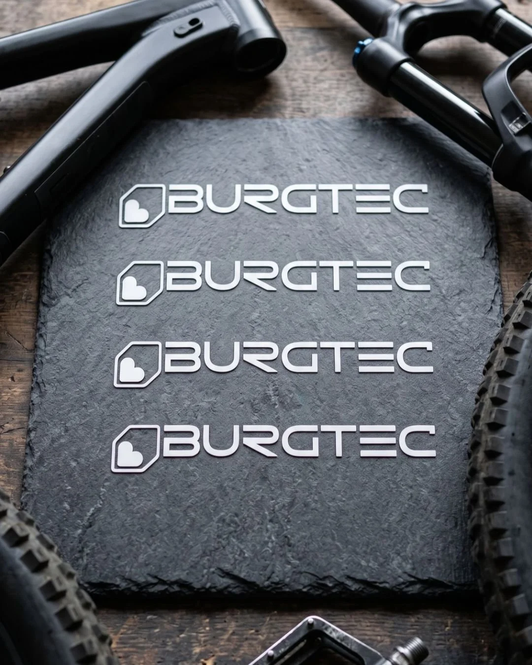 Burgtec MTB Vinyl Decal Pack (4-Pack) – Premium Frame, Fork & Helmet Graphics