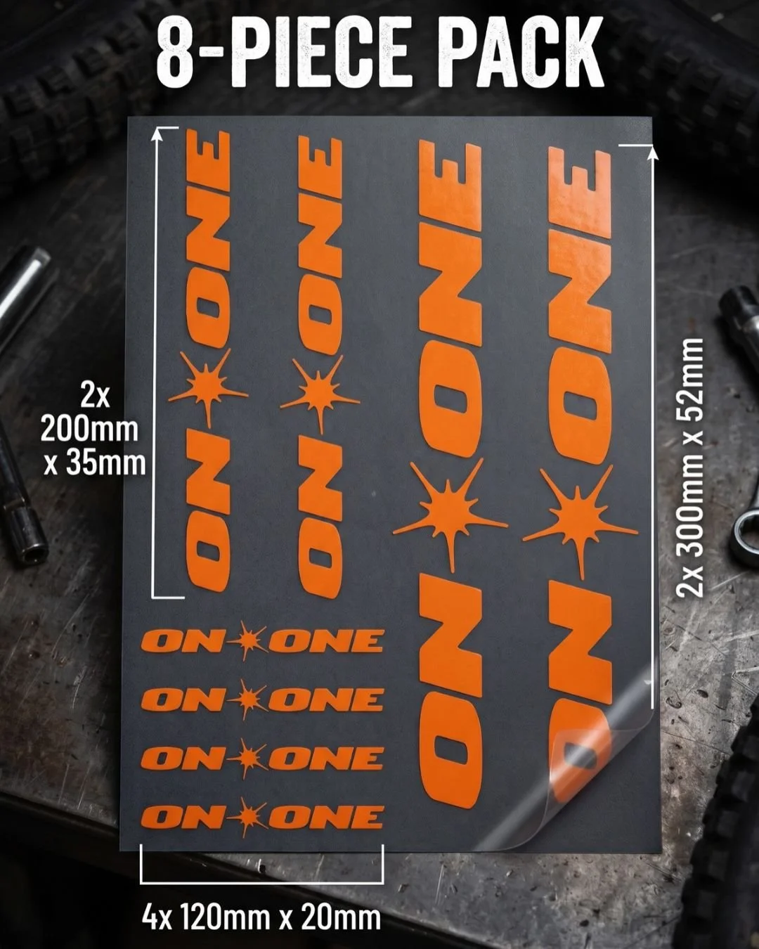 On-One mountain bike 8-piece vinyl frame decal pack in custom colours