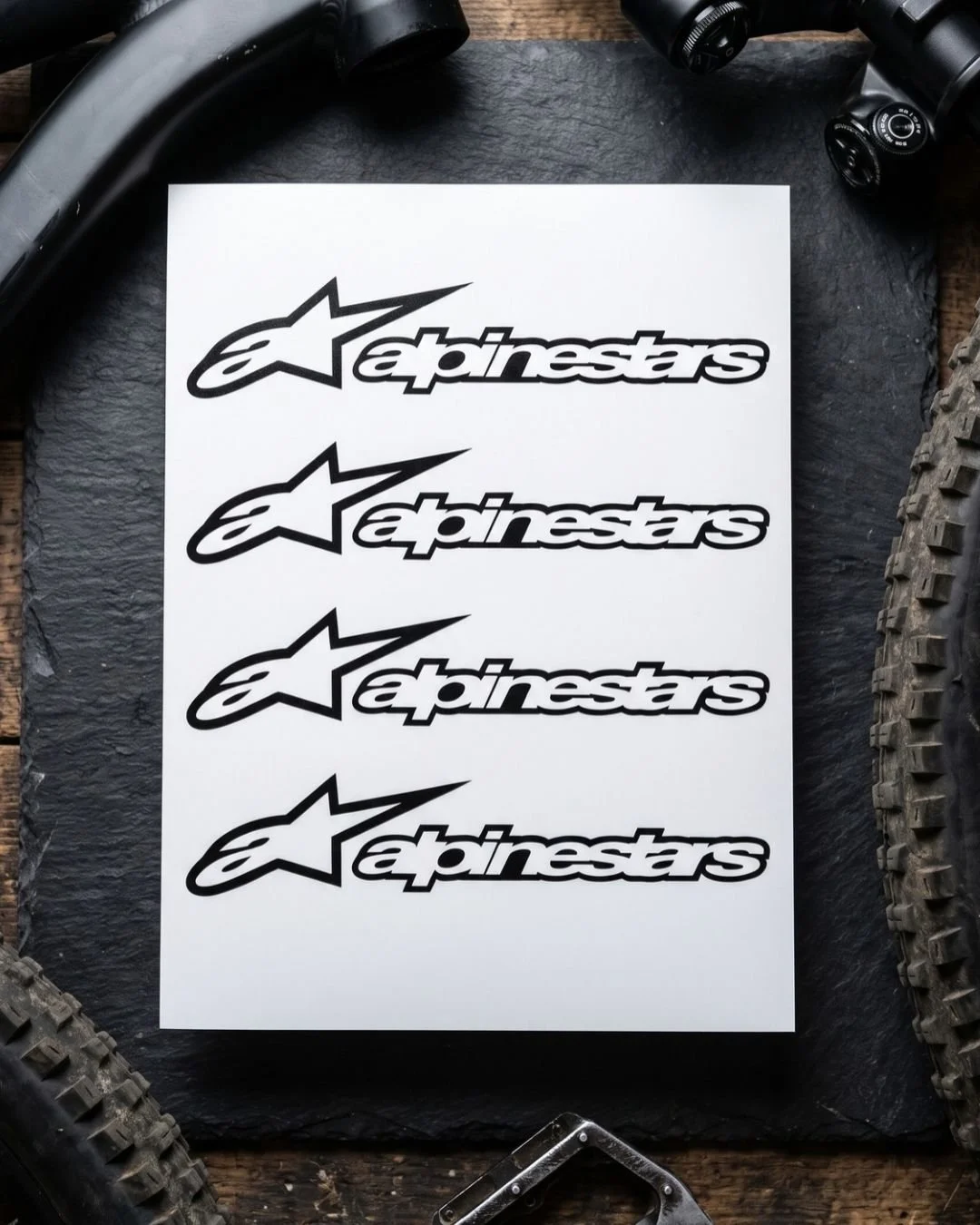 Alpinestars MTB & Moto Vinyl Decal Pack (4-Pack) – Premium Frame, Helmet & Fork Graphics