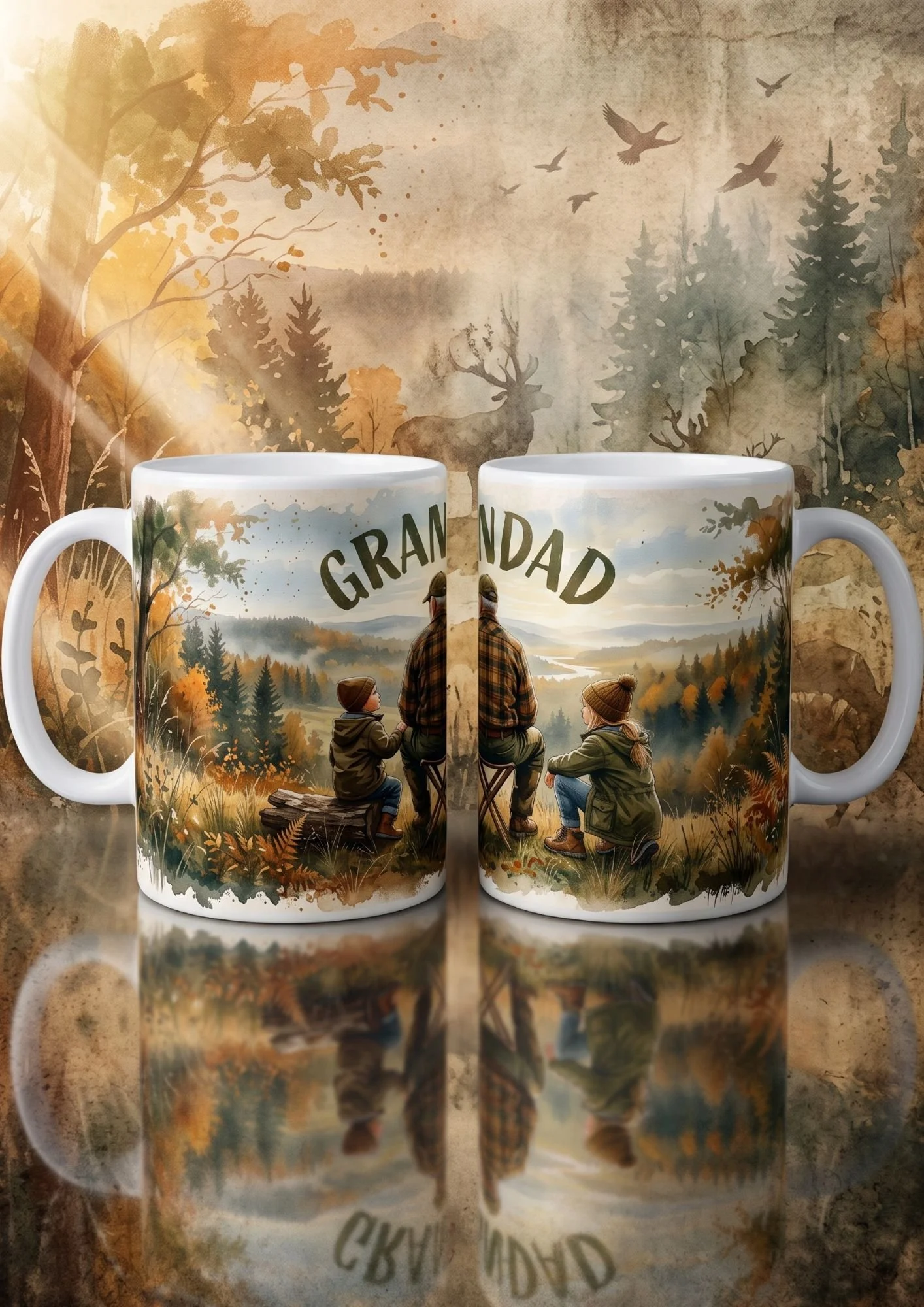 Grandad’s Great Outdoors – Grandson & Granddaughter Watercolour