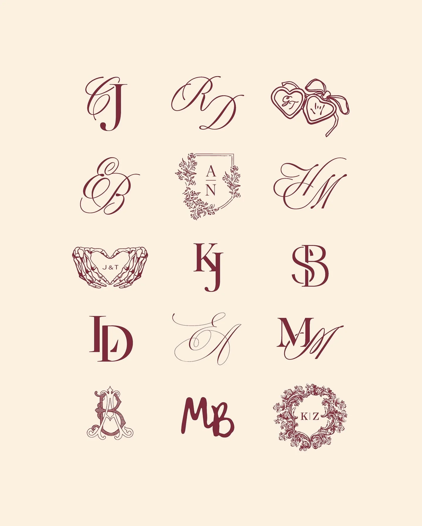 A mini portfolio of just some of 2025&rsquo;s monograms 💌 Truly custom and one of a kind, alwayyyyyys.