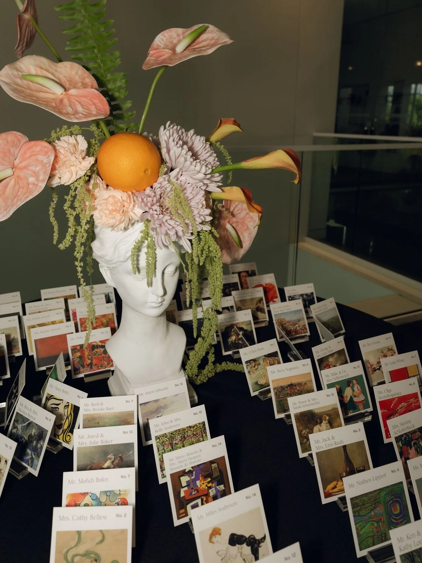 When you get married in an art museum 🖼️🎨

Escort card display for The Colemans | 04.25.26

Planning &amp; Design: @blusheventsict 
Floral: @freestateflora 
Venue: @wichitaartmuseum 
Photo: @lyndimishephoto 
Bride: @mbjenish