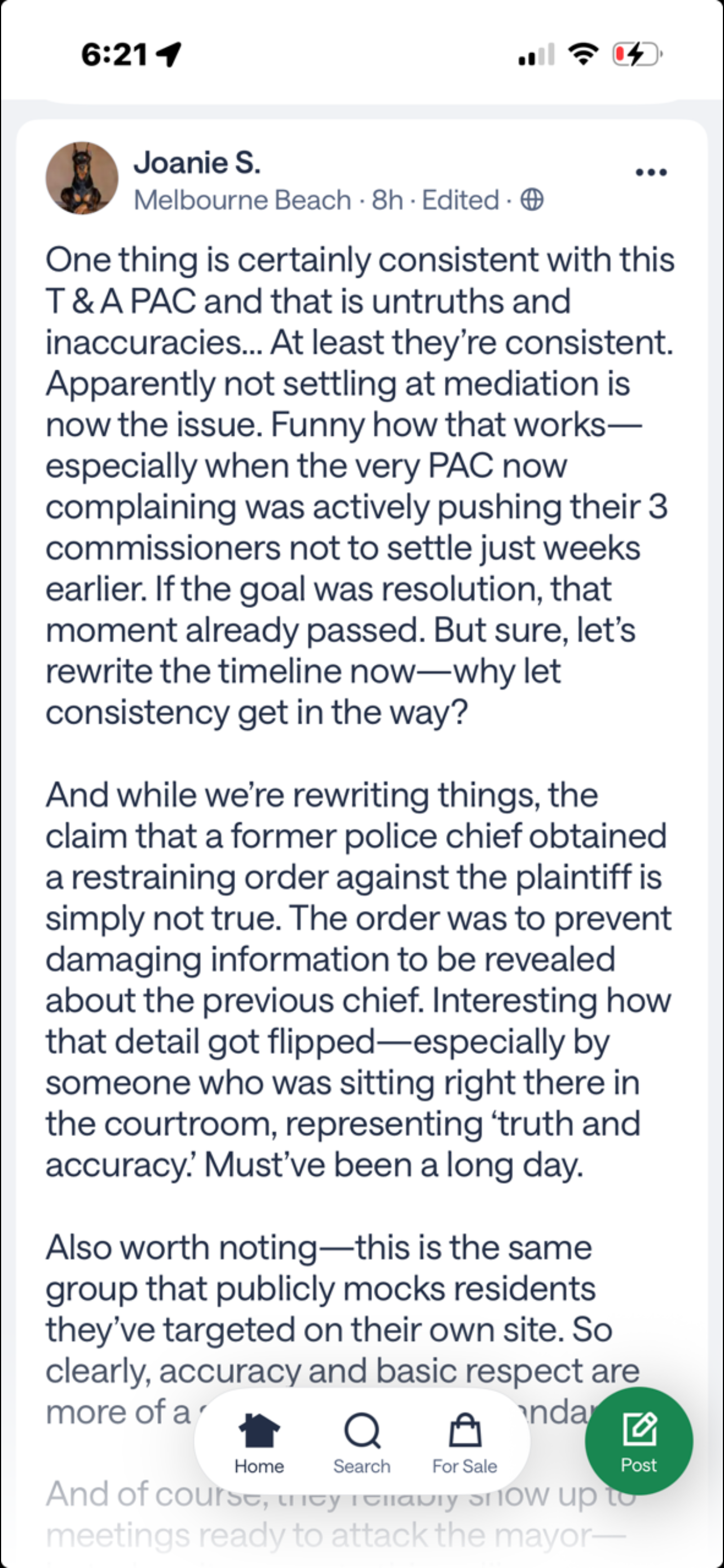 Nextdoor post by Joanie Shepherd