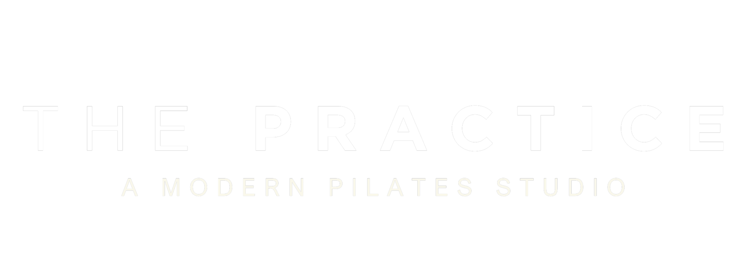 Logo for The Practice, a modern Pilates studio, on a black background with white text.