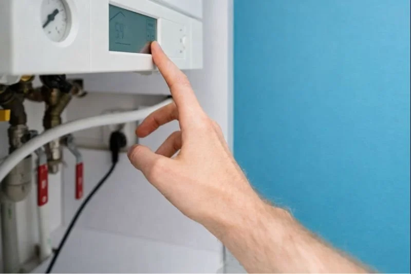 Cv-ketel bediening tijdens onderhoud door een gecertificeerde monteur