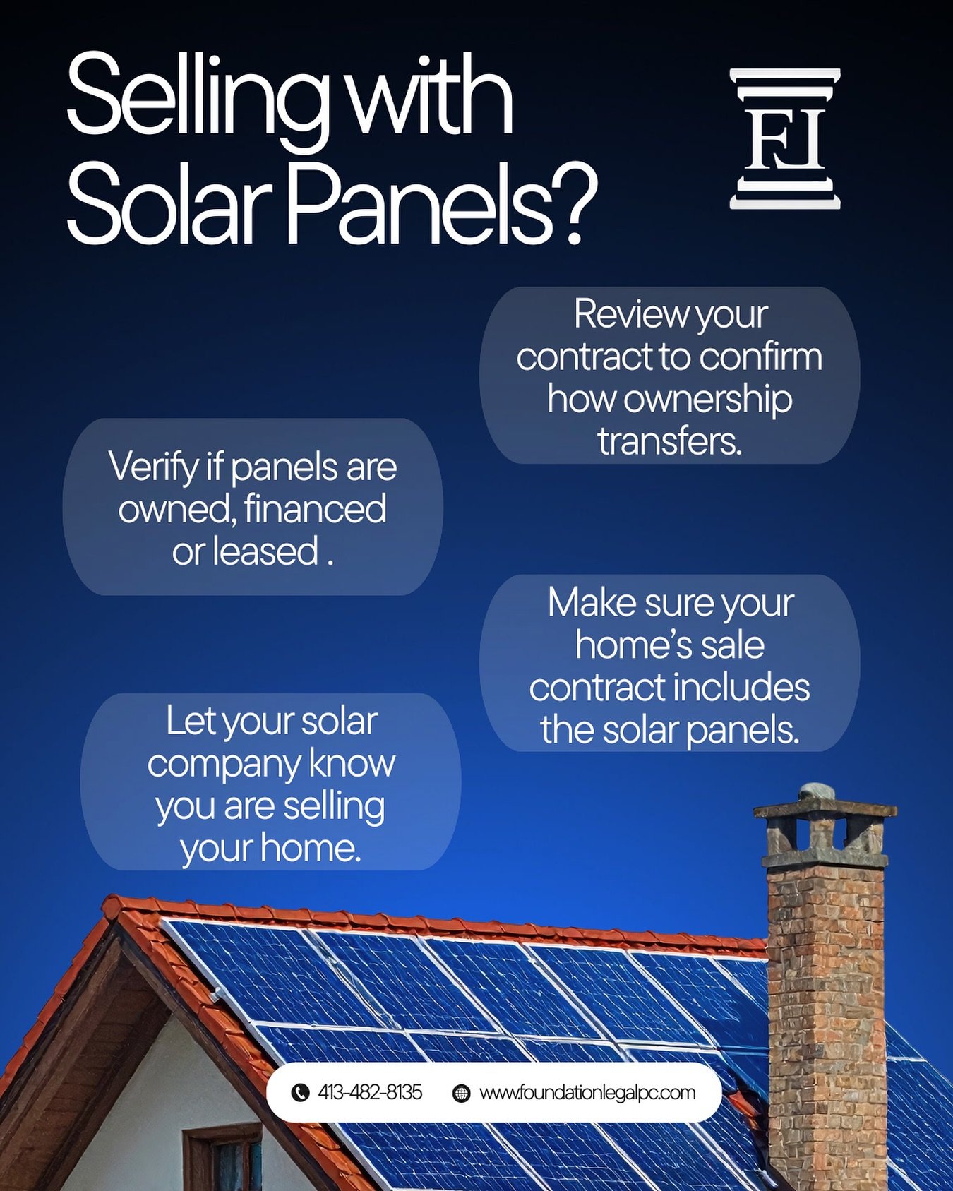 Selling a home with solar panels? Make sure the legal side is covered.

Owned, financed, or leased systems all transfer differently and missing details can delay your closing.

Before you sign, verify ownership, review the contract, and ensure your a