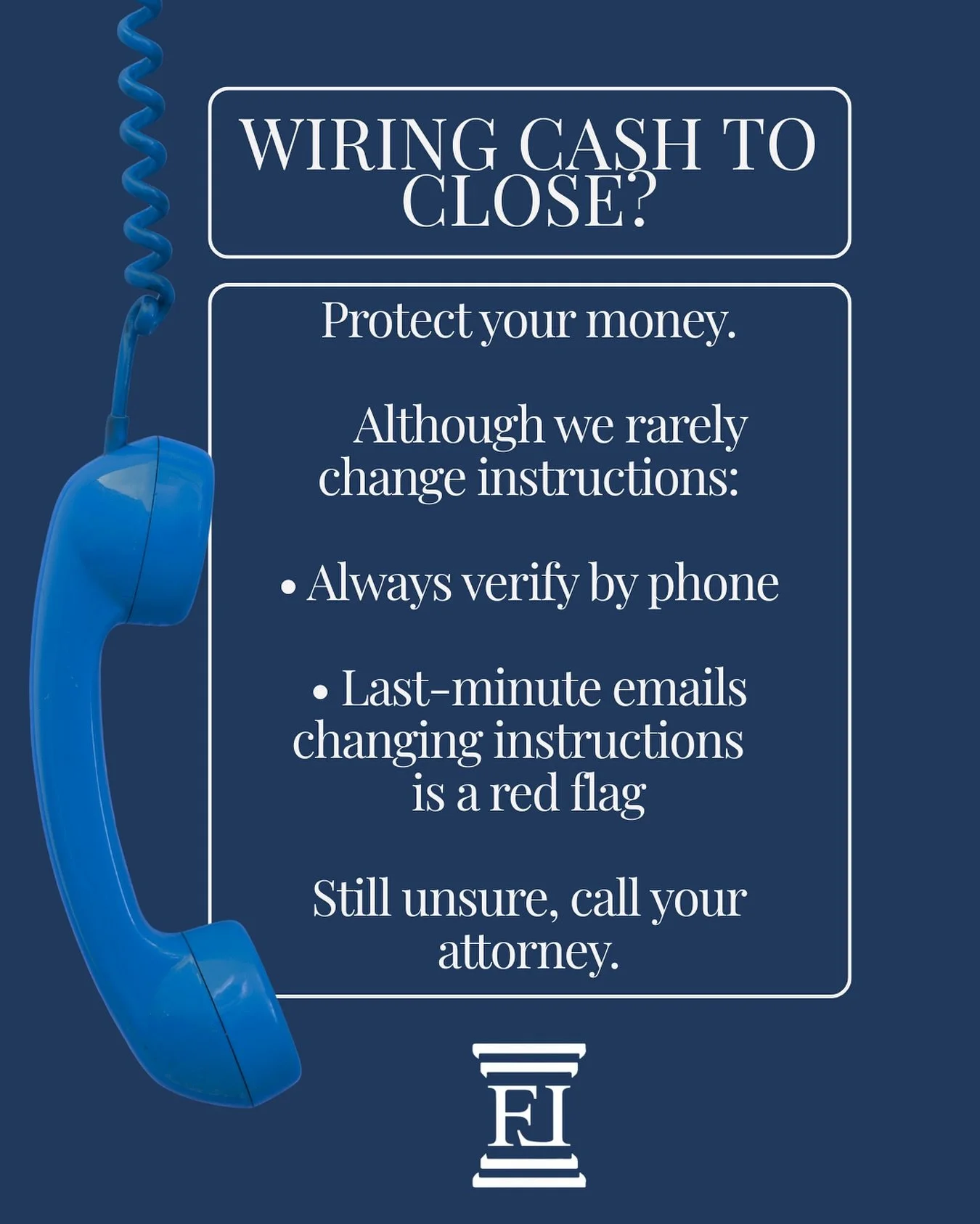 Before you hit &ldquo;send&rdquo; on that wire&hellip; make the call ☎️
#ProtectYourClosing #WireSafety