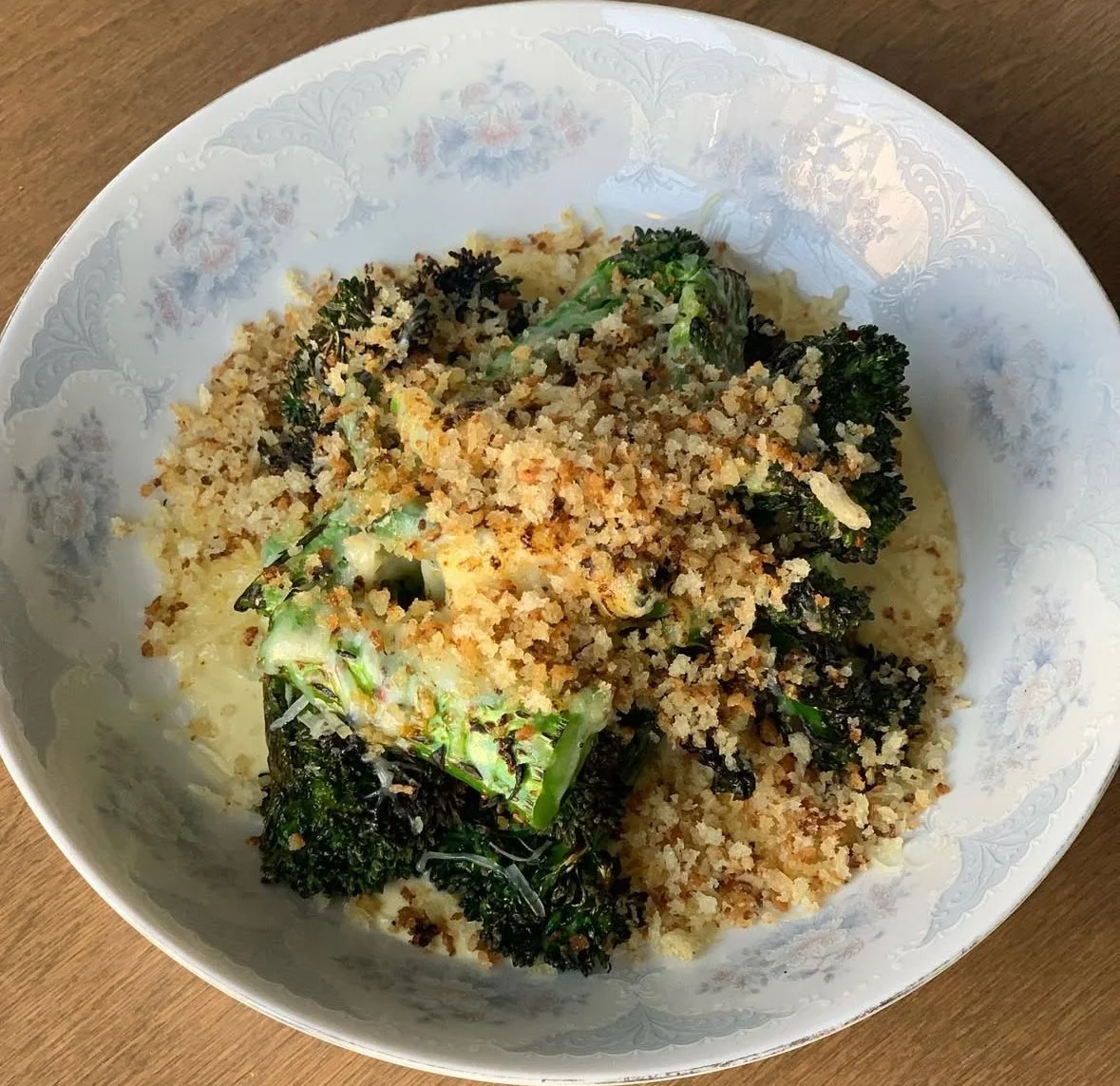 Roasted broccoli with tonnato, gruyere and breadcrumb